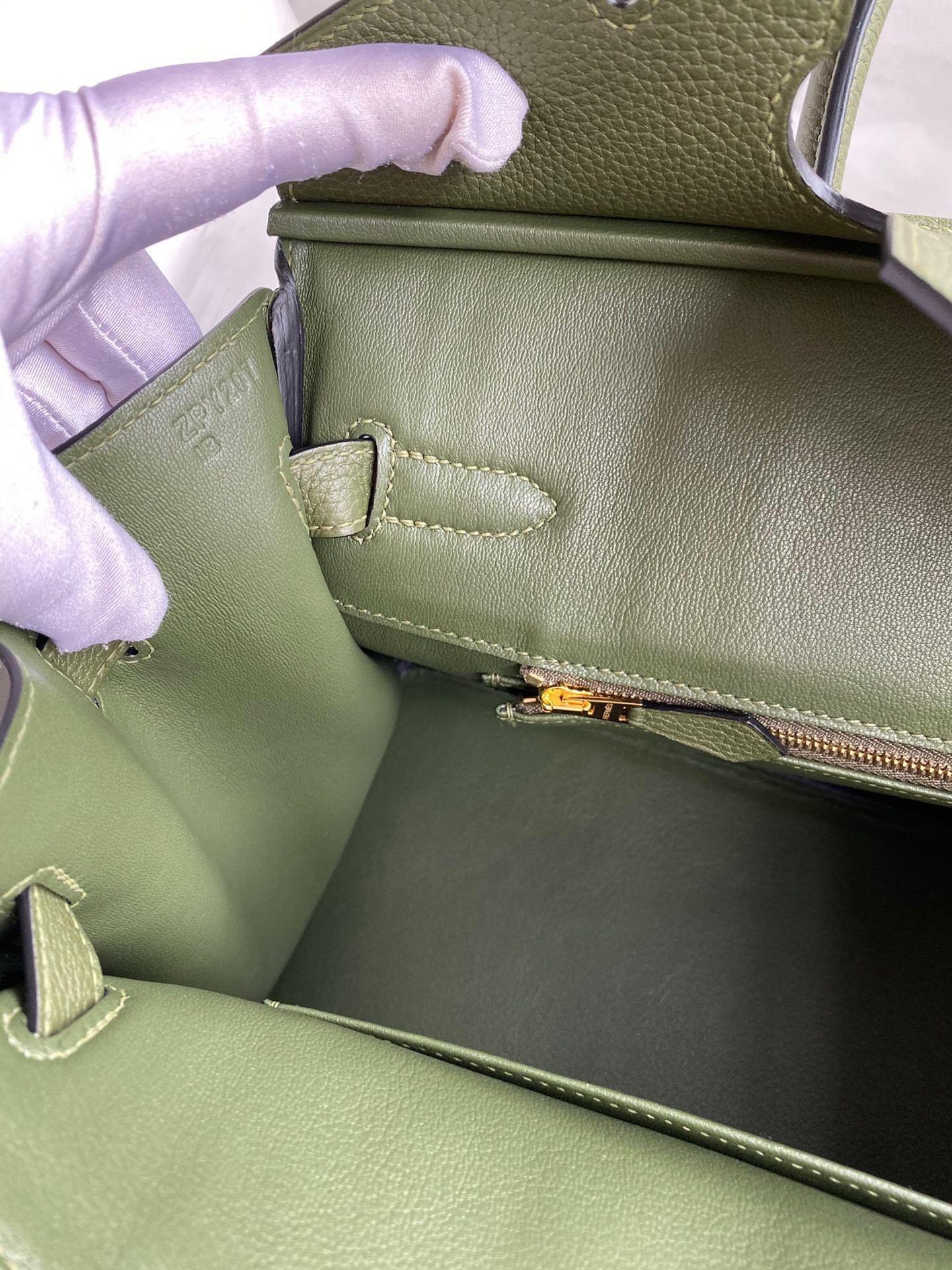 H**mes birkin 30 retourne handmade bag in green clemence leather