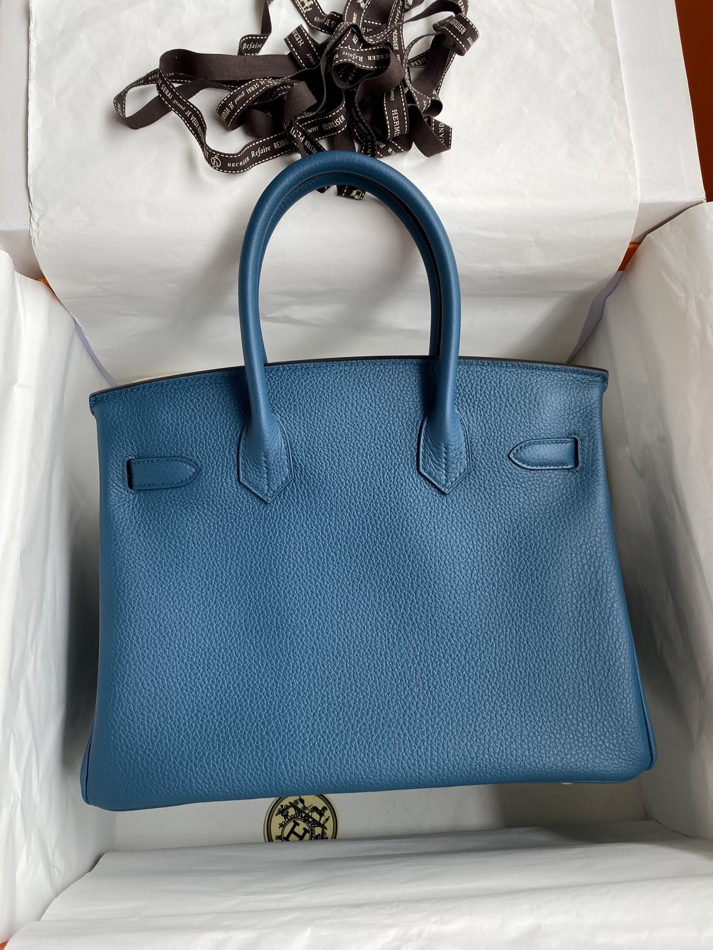 H**mes birkin 30 retourne handmade bag in colvert clemence leather