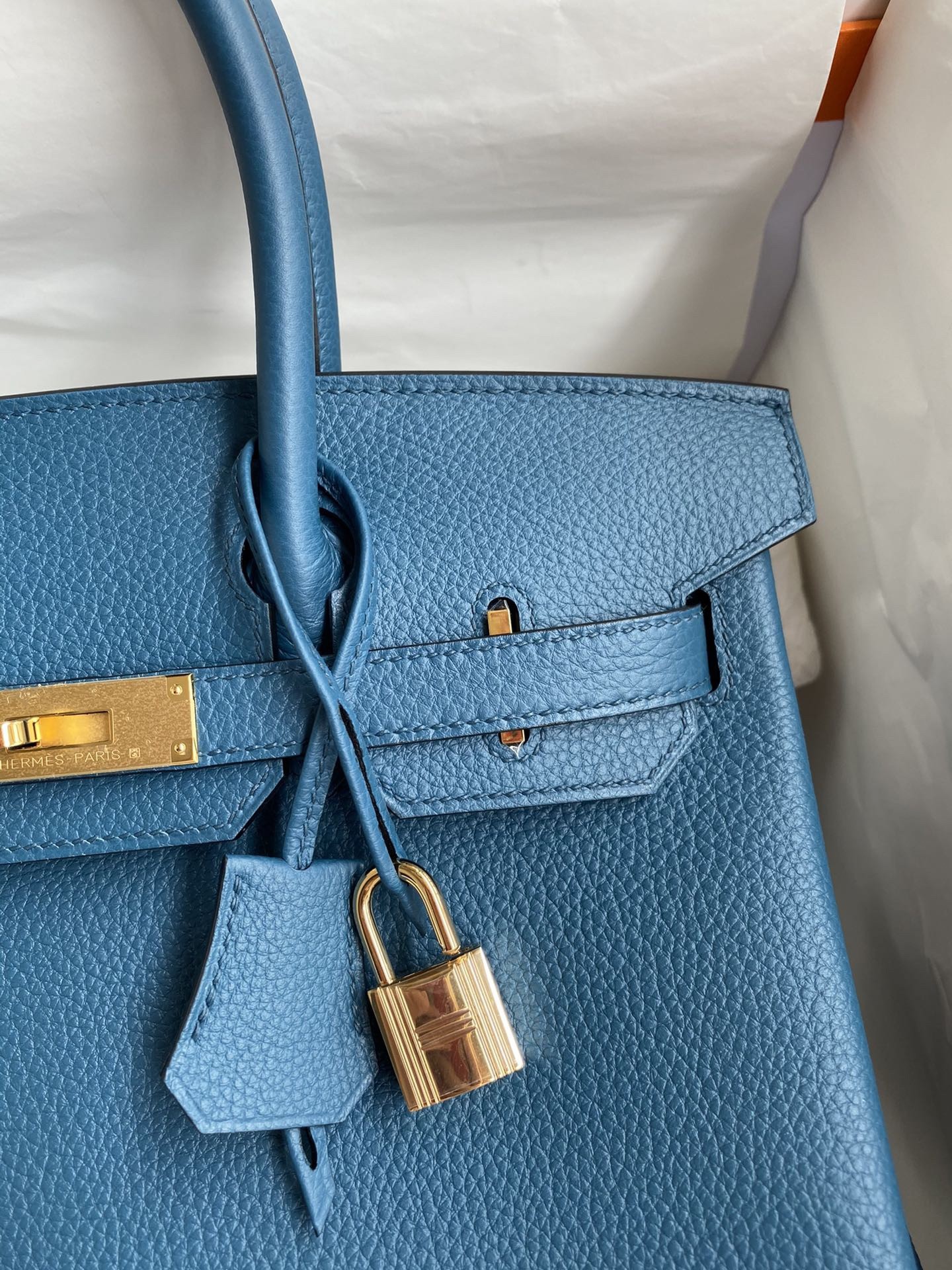 H**mes birkin 30 retourne handmade bag in colvert clemence leather