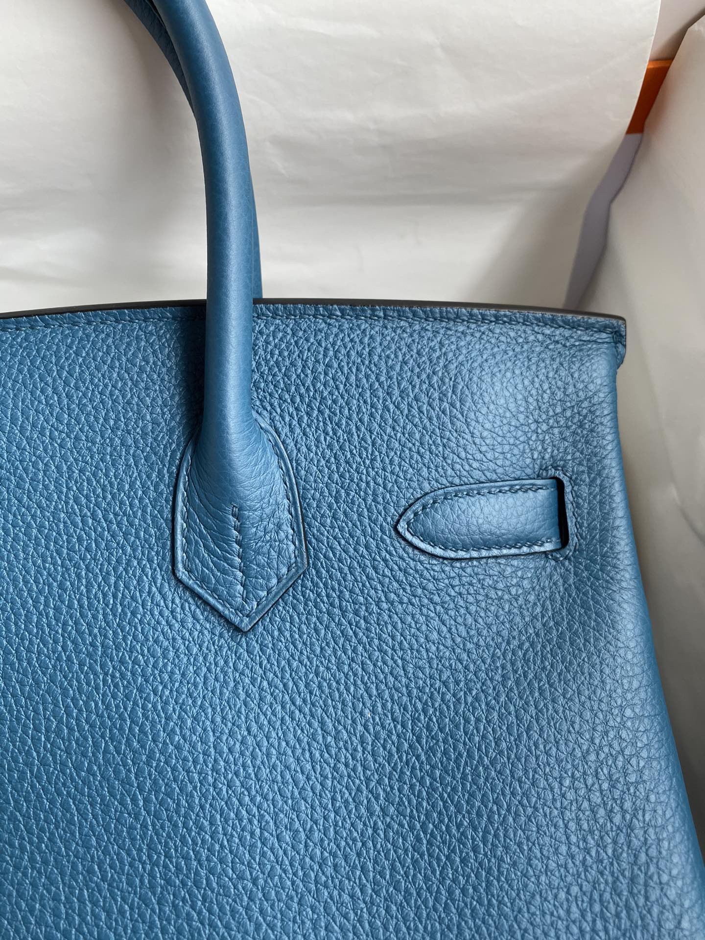 H**mes birkin 30 retourne handmade bag in colvert clemence leather