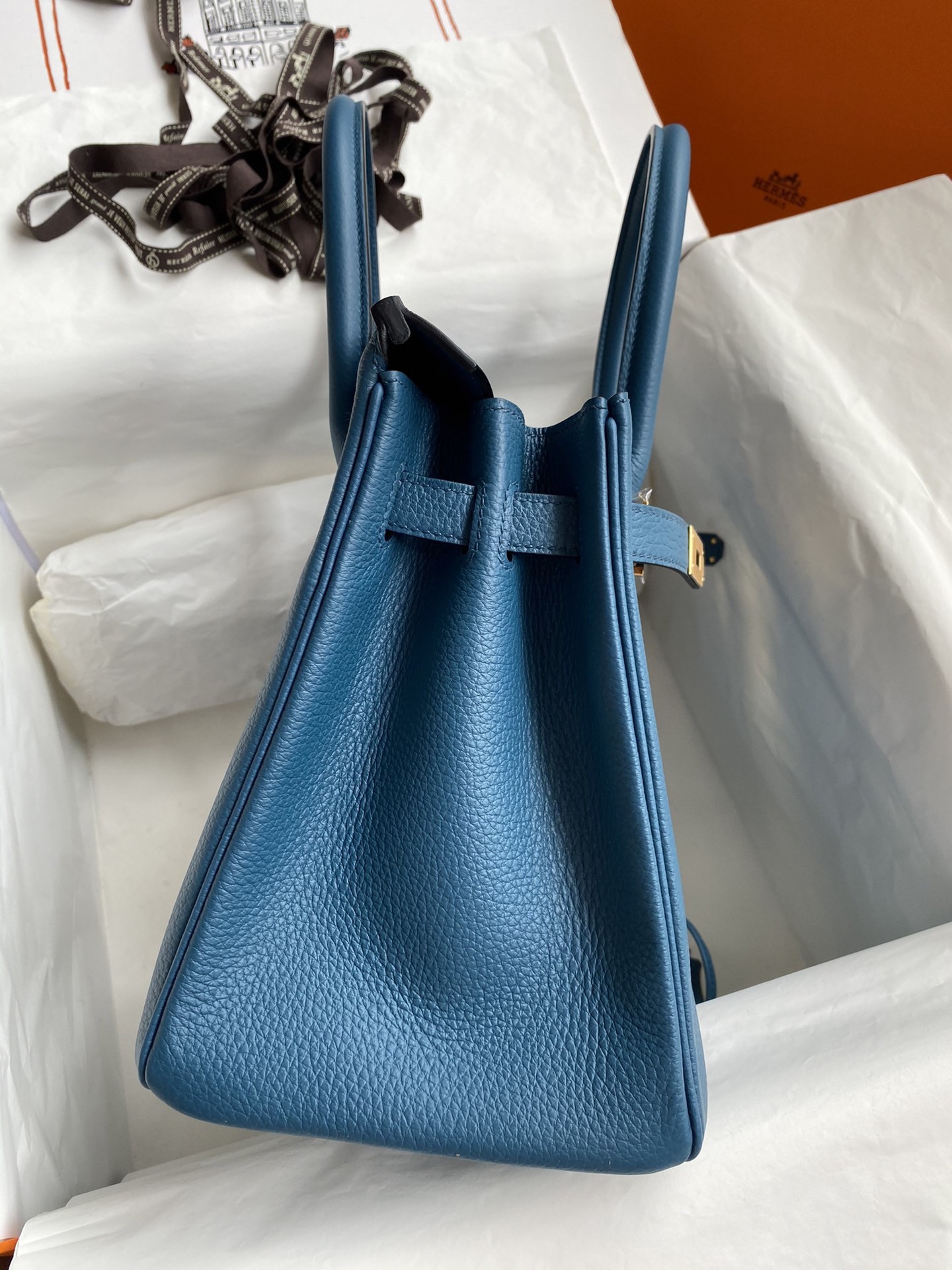 H**mes birkin 30 retourne handmade bag in colvert clemence leather