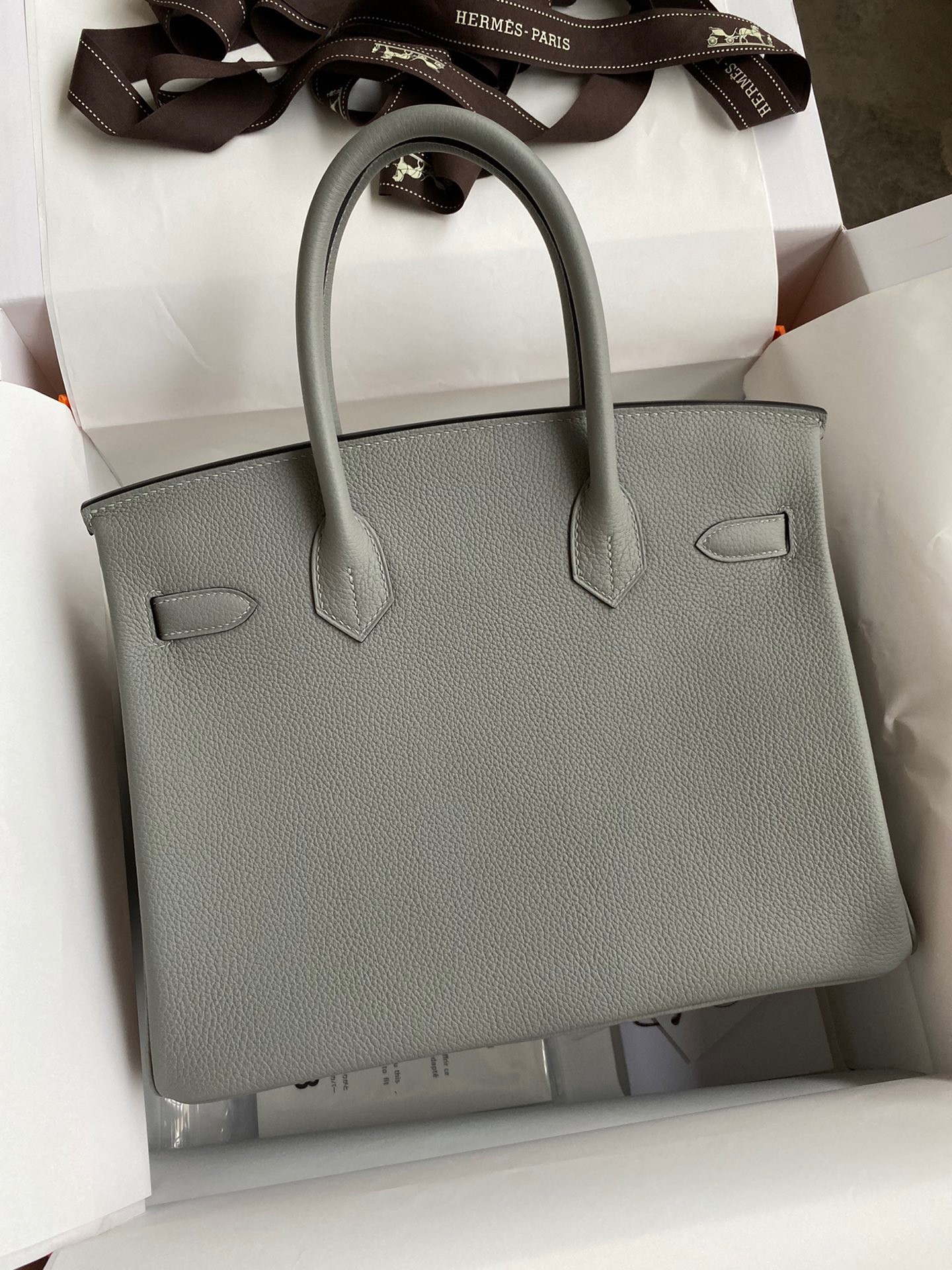 H**mes birkin 30 retourne handmade bag in girls mouette clemence leather