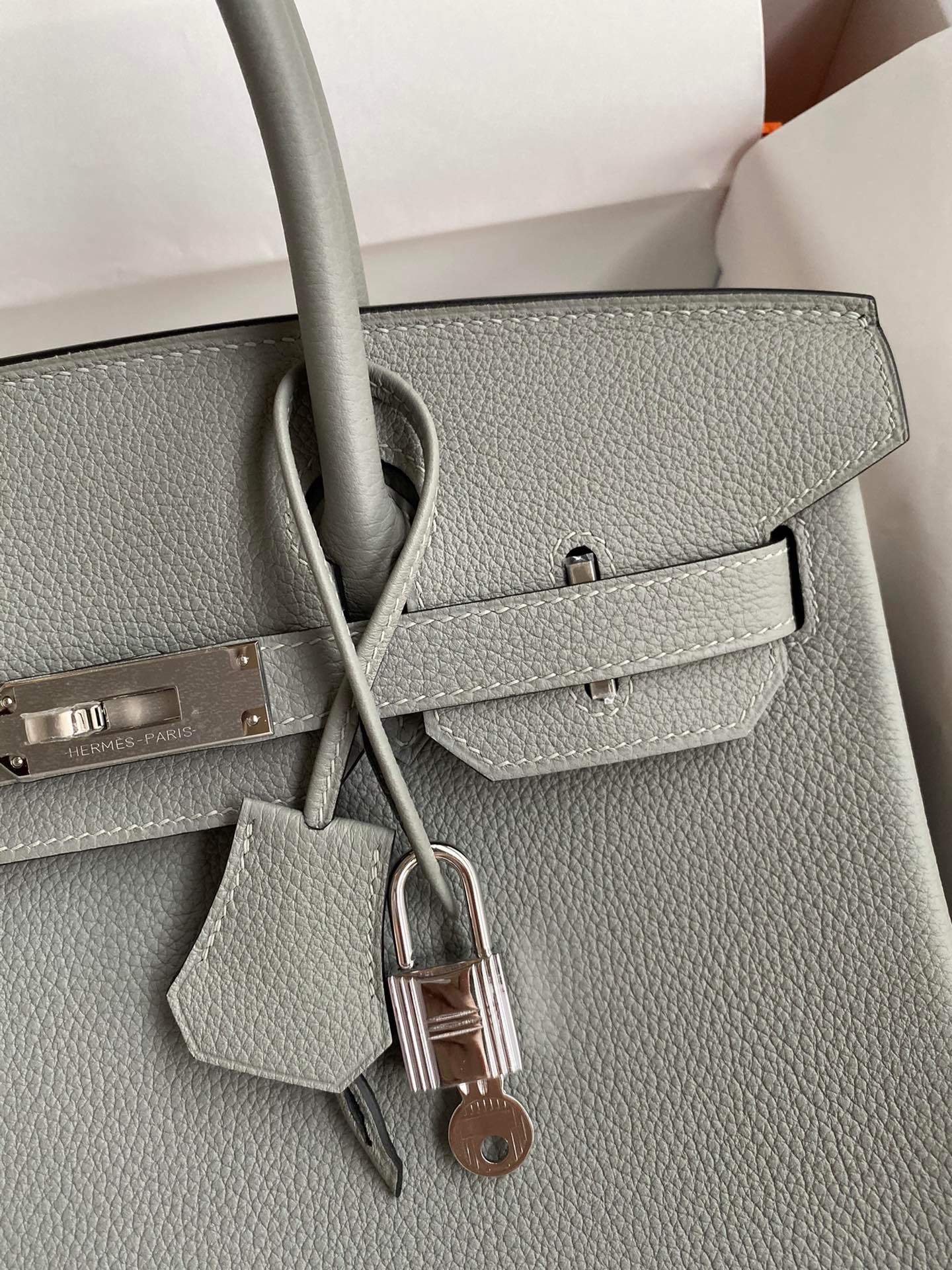H**mes birkin 30 retourne handmade bag in girls mouette clemence leather