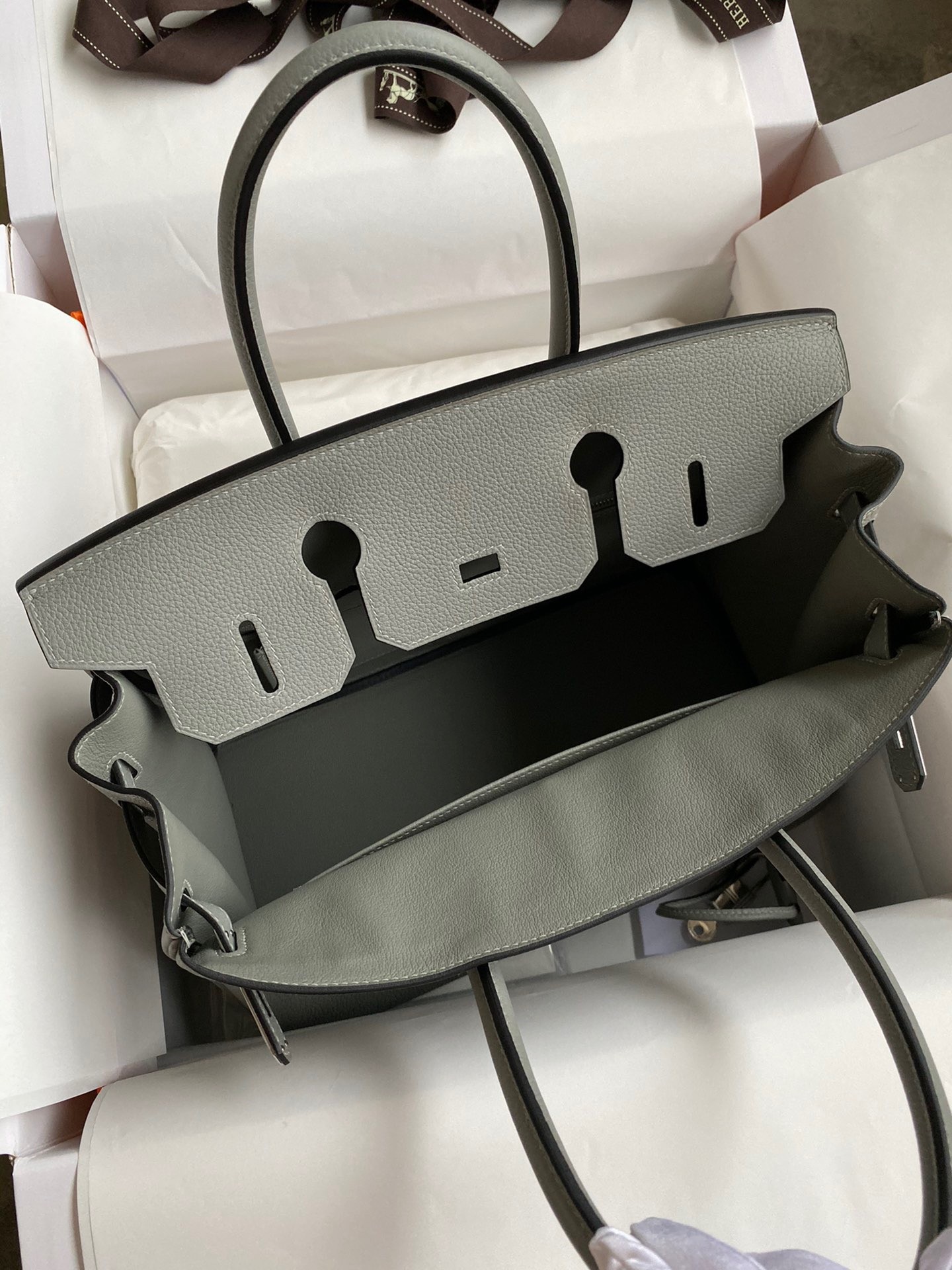 H**mes birkin 30 retourne handmade bag in girls mouette clemence leather