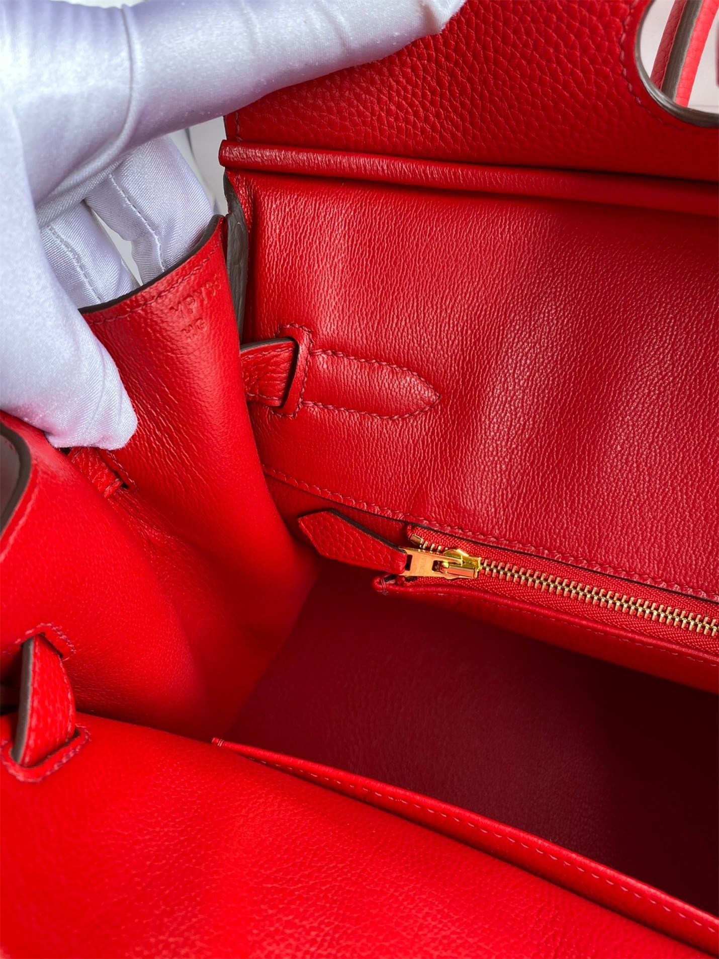 H**mes birkin 30 retourne handmade bag in red clemence leather