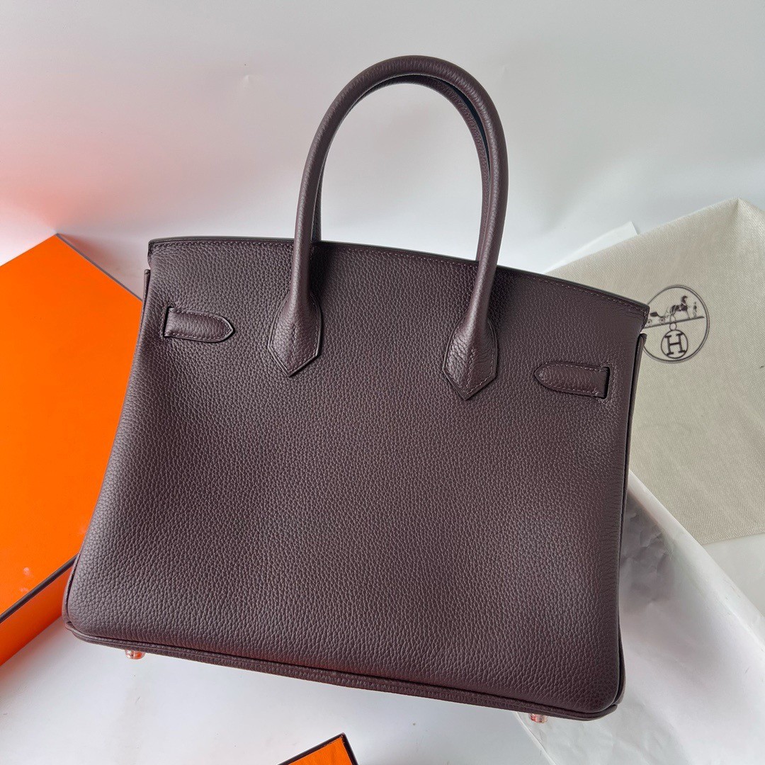 H**mes birkin 30 retourne handmade bag in rouge sellier clemence leather