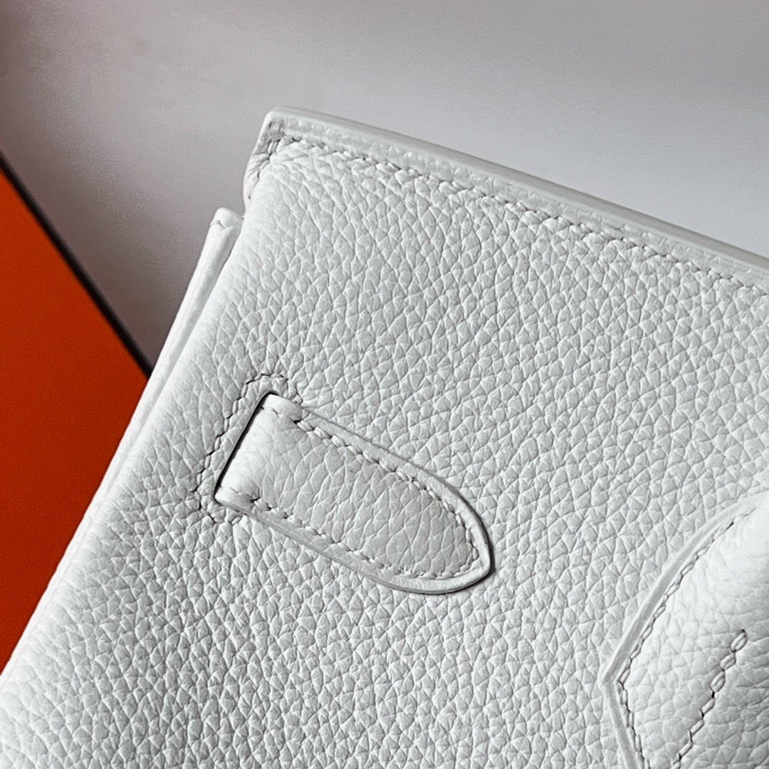 H**mes birkin 30 retourne handmade bag in white clemence leather
