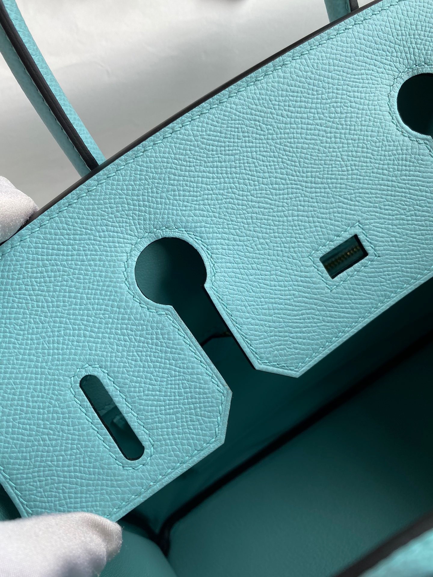H**mes birkin 30 retourne handmade bag in blue atoll epsom calfskin