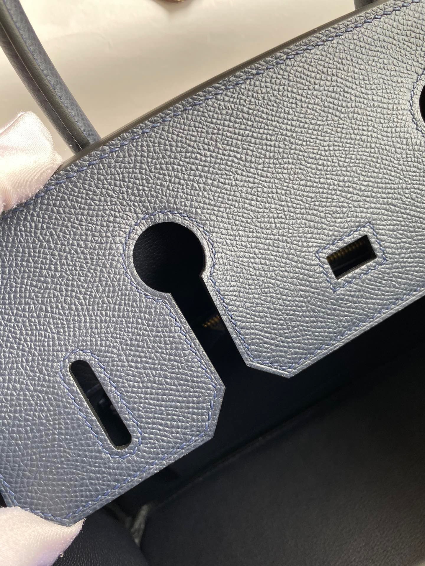 H**mes birkin 30 retourne handmade bag in blue nuit epsom calfskin