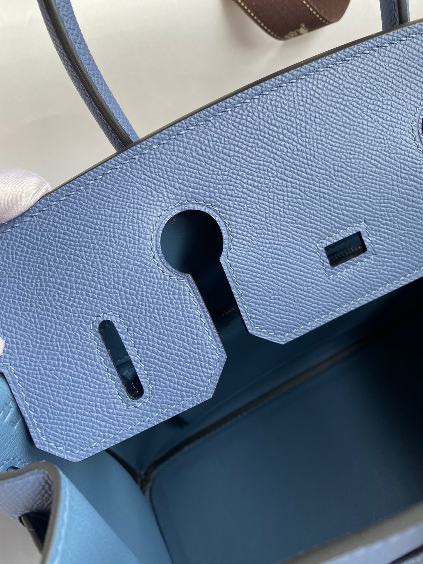 H**mes birkin 30 retourne handmade bag in blue agate epsom calfskin
