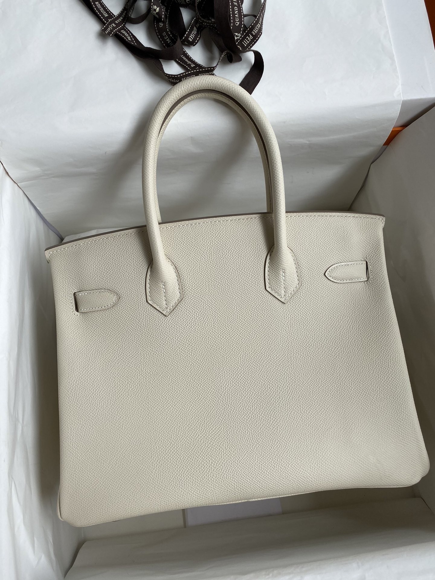 H**mes birkin 30 retourne handmade bag in craie epsom calfskin