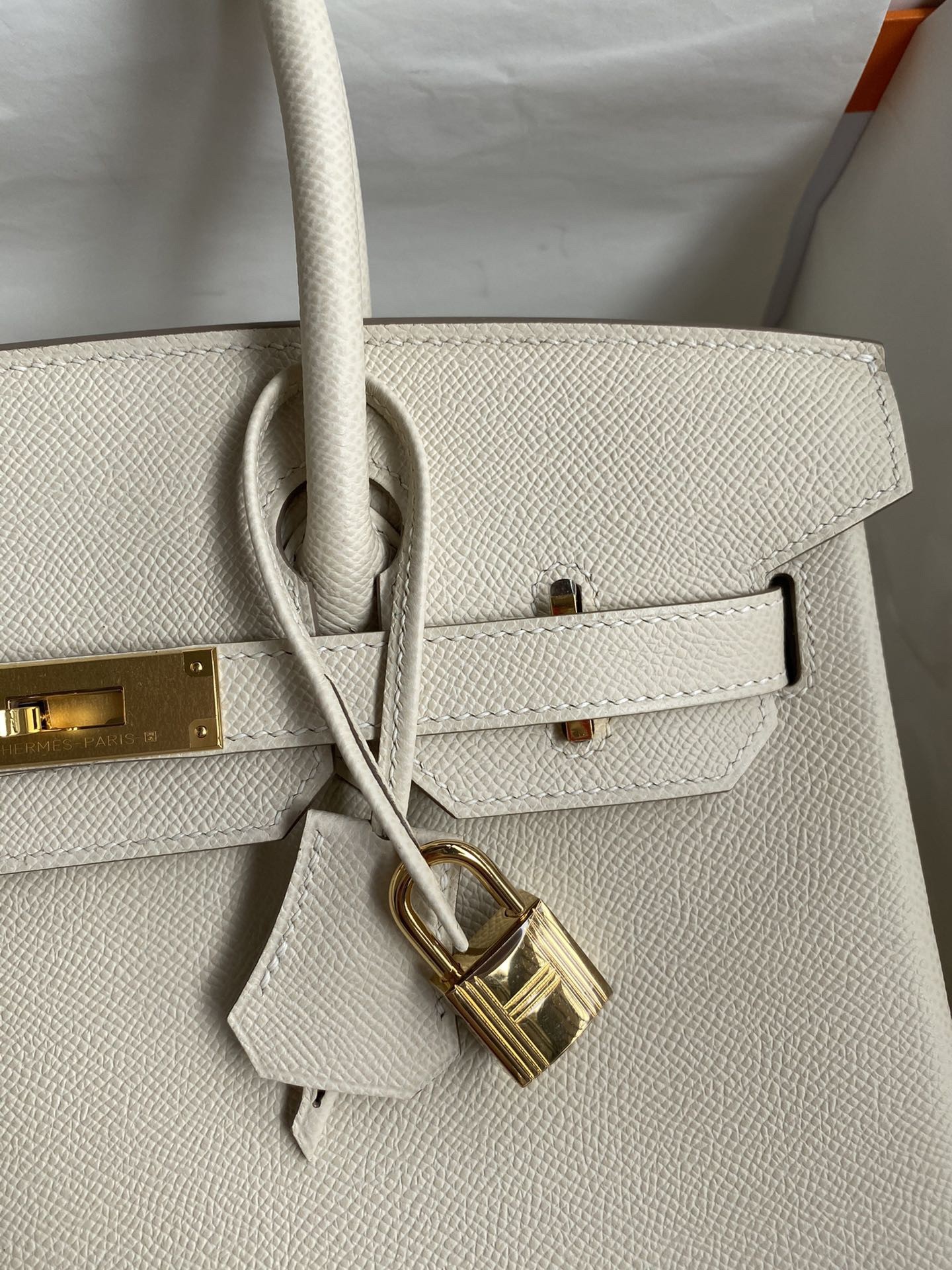 H**mes birkin 30 retourne handmade bag in craie epsom calfskin