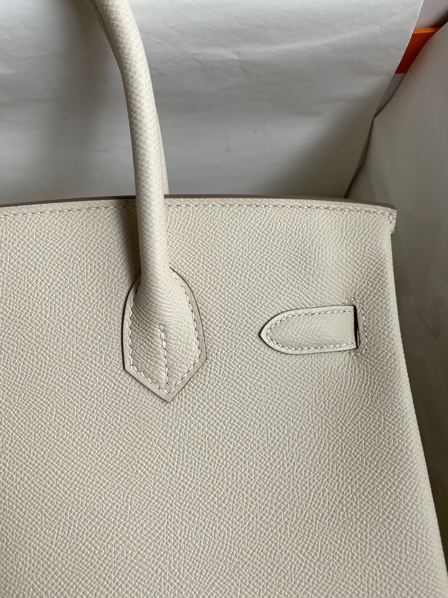 H**mes birkin 30 retourne handmade bag in craie epsom calfskin