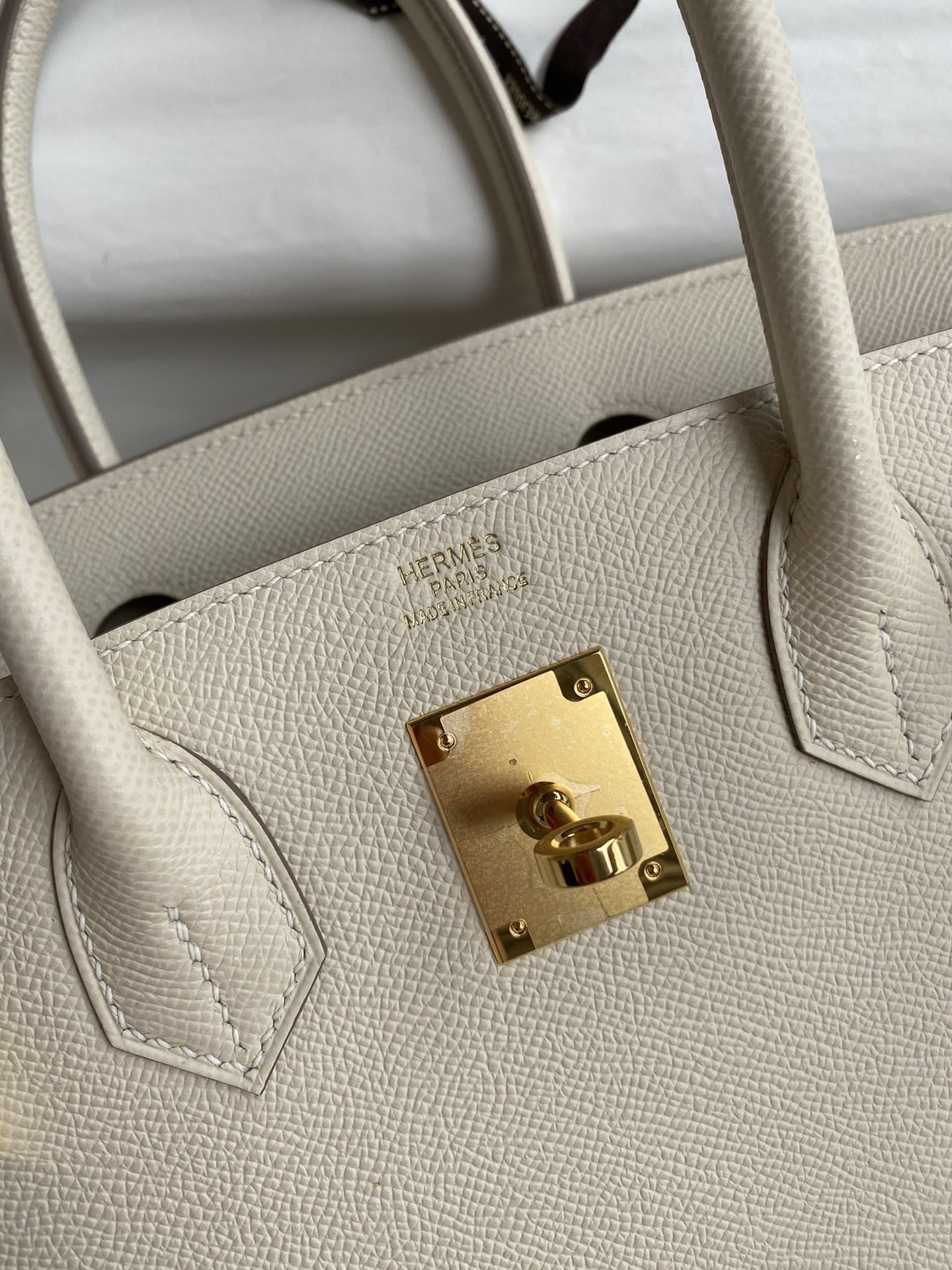 H**mes birkin 30 retourne handmade bag in craie epsom calfskin