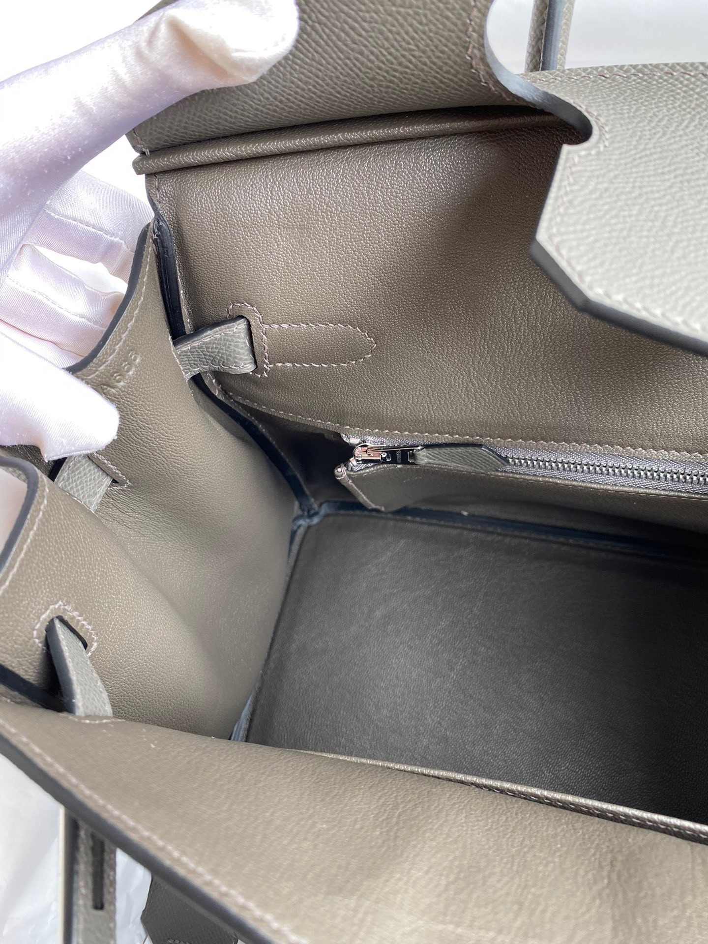 H**mes birkin 30 retourne handmade bag in etain epsom calfskin
