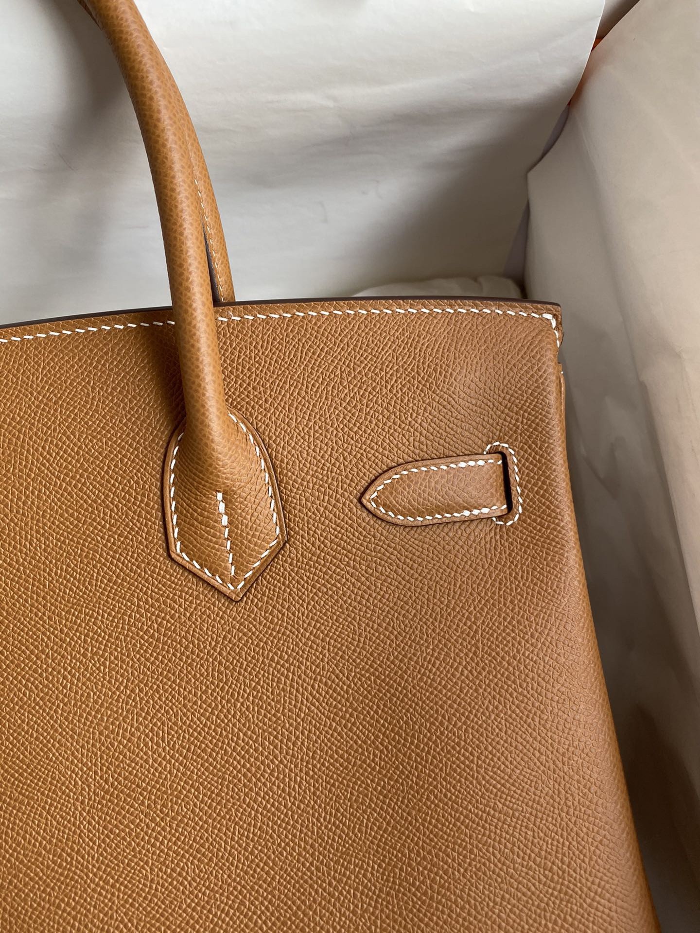 H**mes birkin 30 retourne handmade bag in gold epsom calfskin
