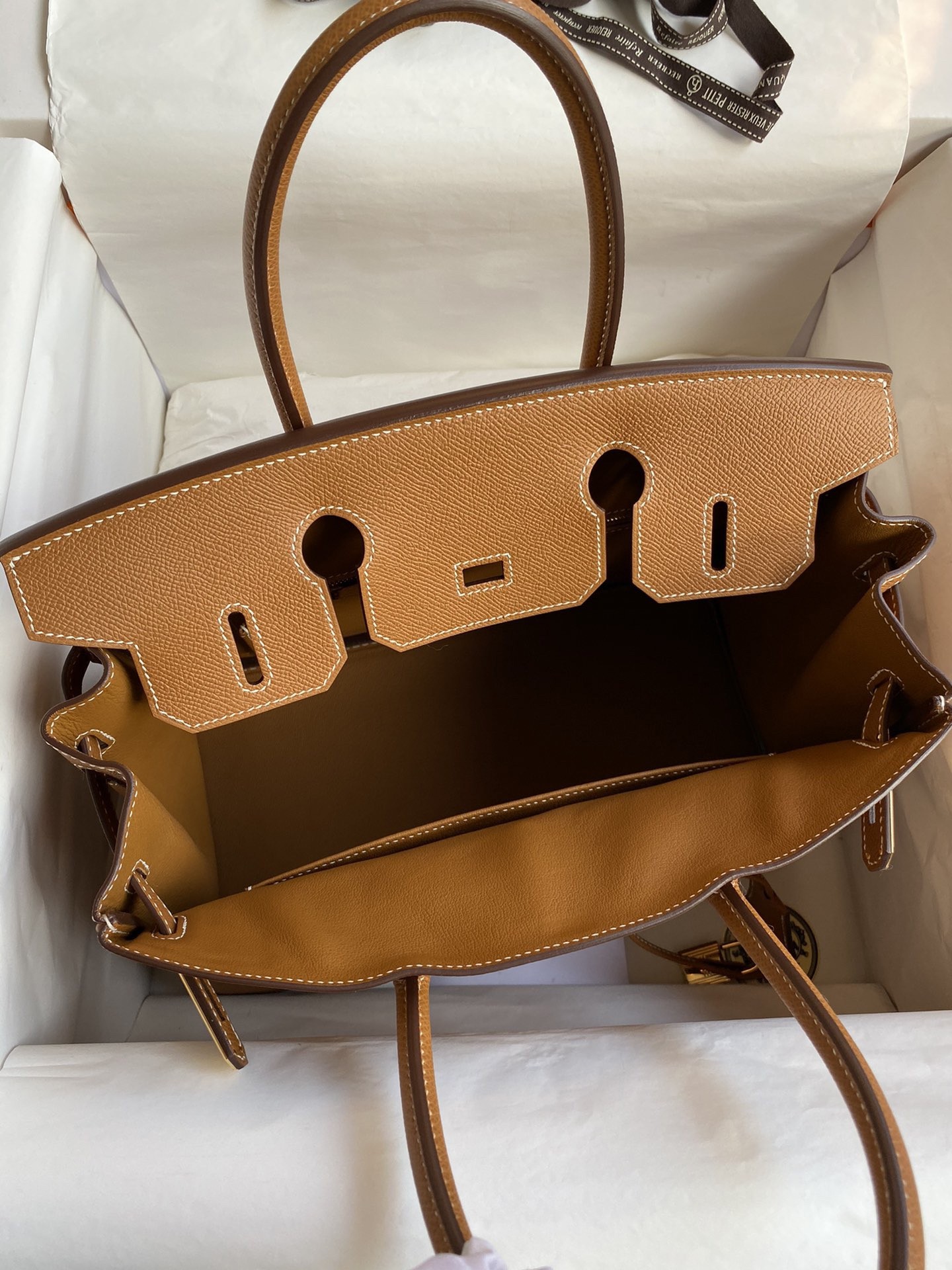 H**mes birkin 30 retourne handmade bag in gold epsom calfskin