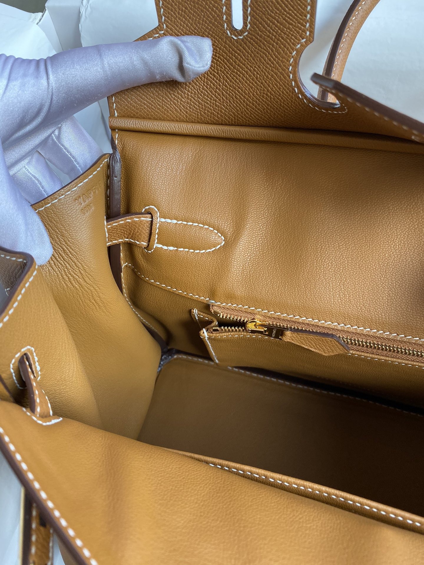 H**mes birkin 30 retourne handmade bag in gold epsom calfskin