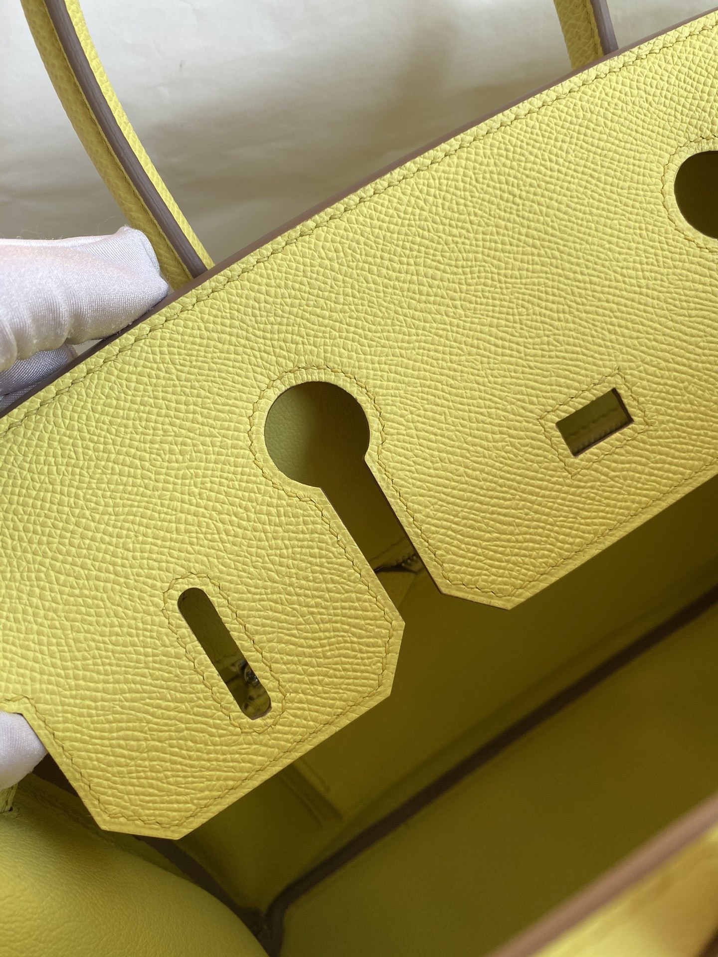 H**mes birkin 30 retourne handmade bag in lime epsom calfskin
