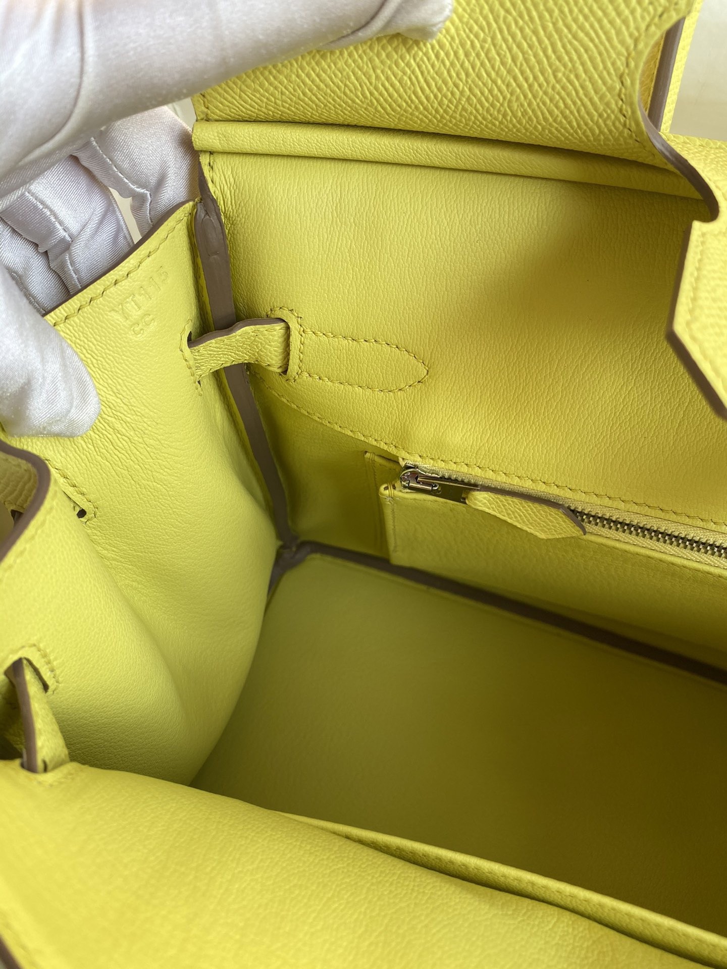 H**mes birkin 30 retourne handmade bag in lime epsom calfskin