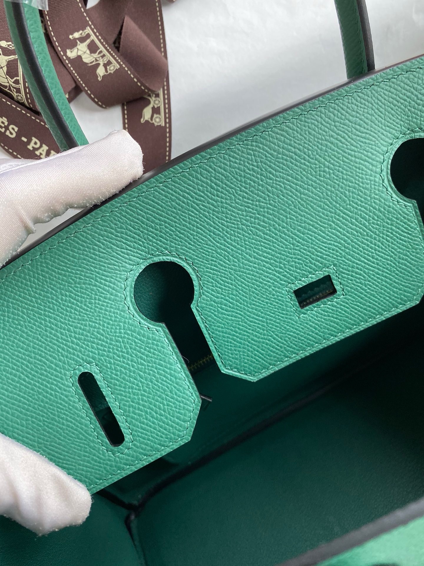 H**mes birkin 30 retourne handmade bag in malachite epsom calfskin