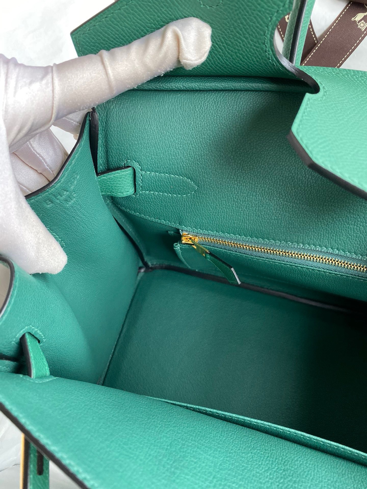H**mes birkin 30 retourne handmade bag in malachite epsom calfskin