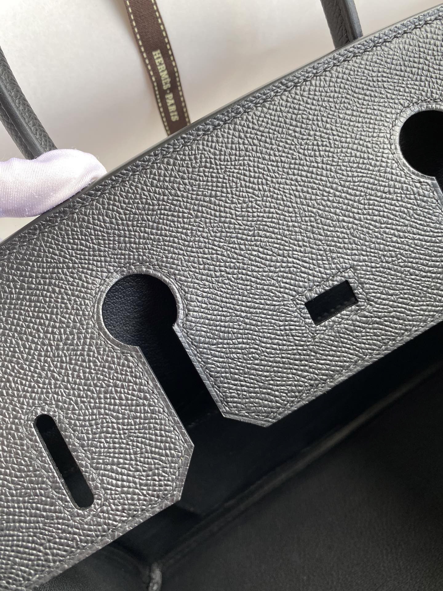 H**mes birkin 30 retourne handmade bag in black epsom calfskin