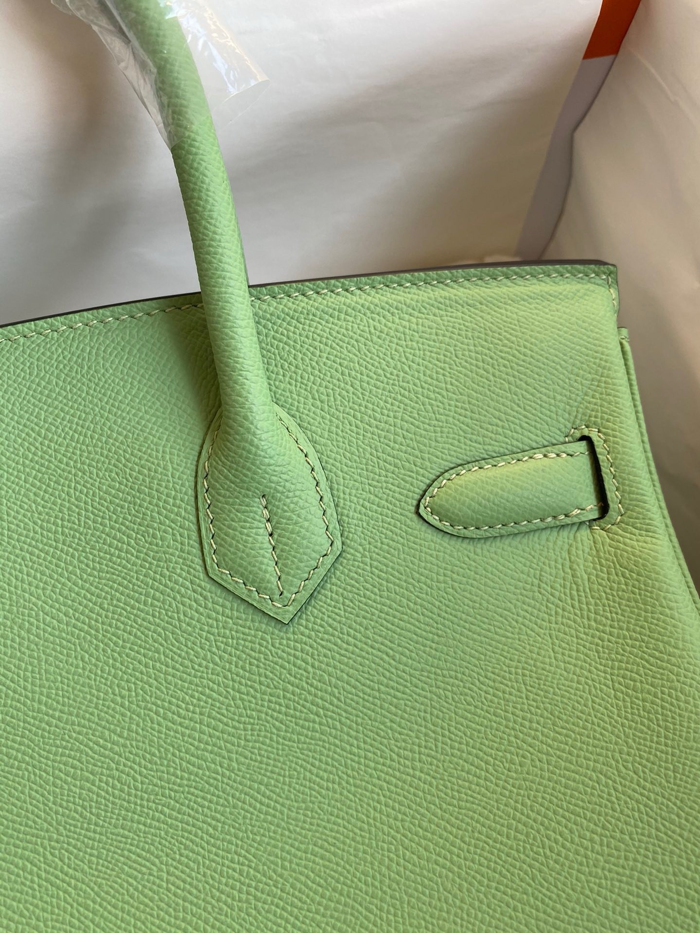 H**mes birkin 30 retourne handmade bag in vert cypres epsom calfskin