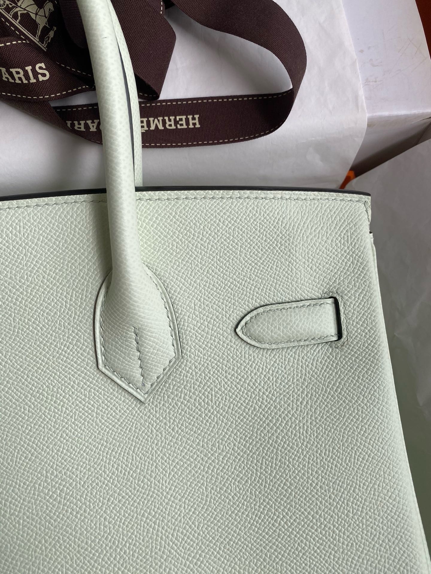 H**mes birkin 30 retourne handmade bag in vert fizz epsom calfskin