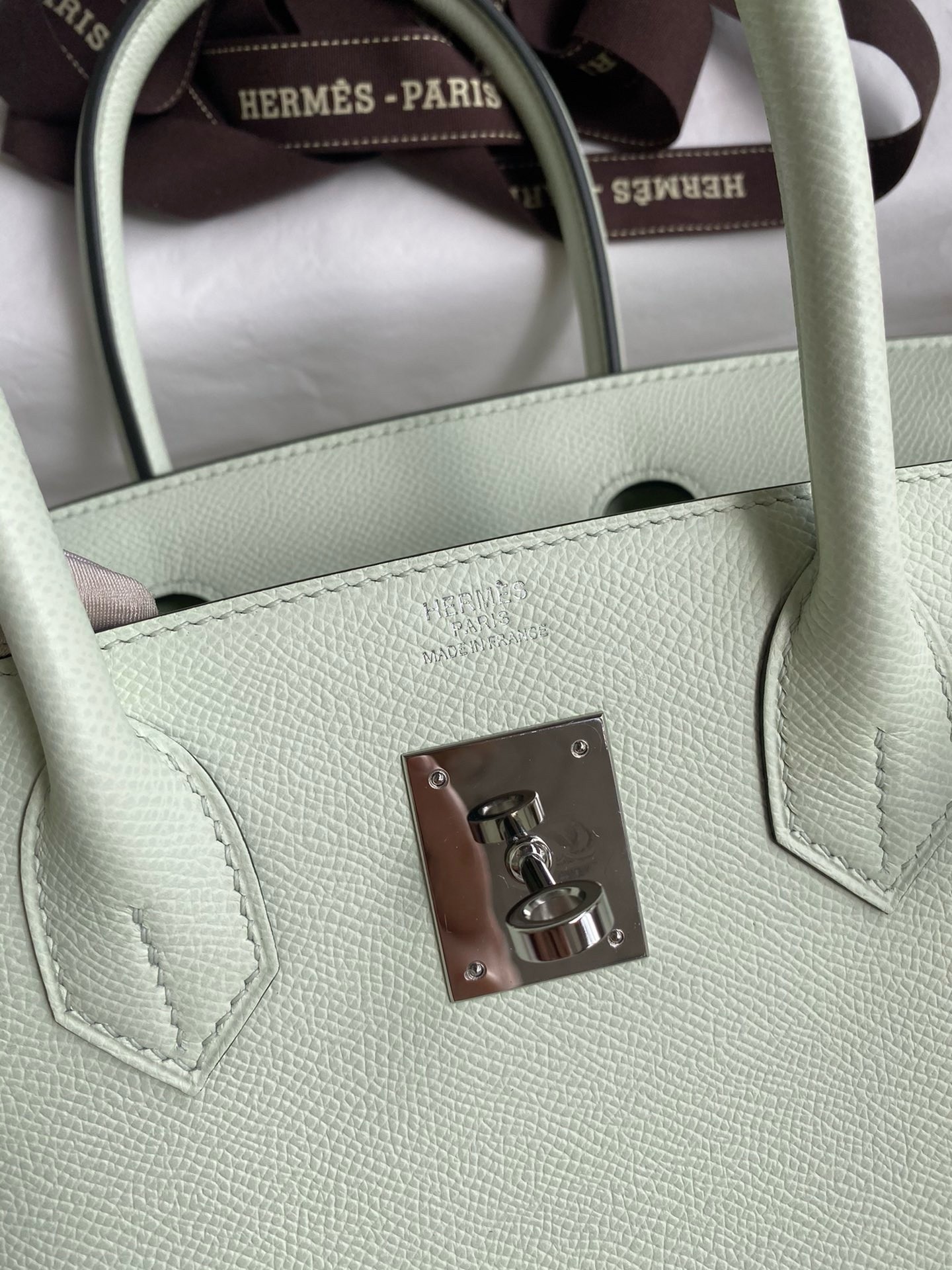 H**mes birkin 30 retourne handmade bag in vert fizz epsom calfskin