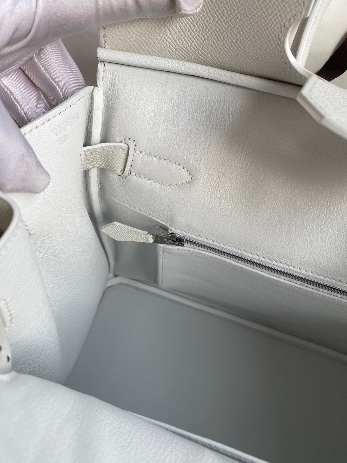 H**mes birkin 30 retourne handmade bag in white epsom calfskin