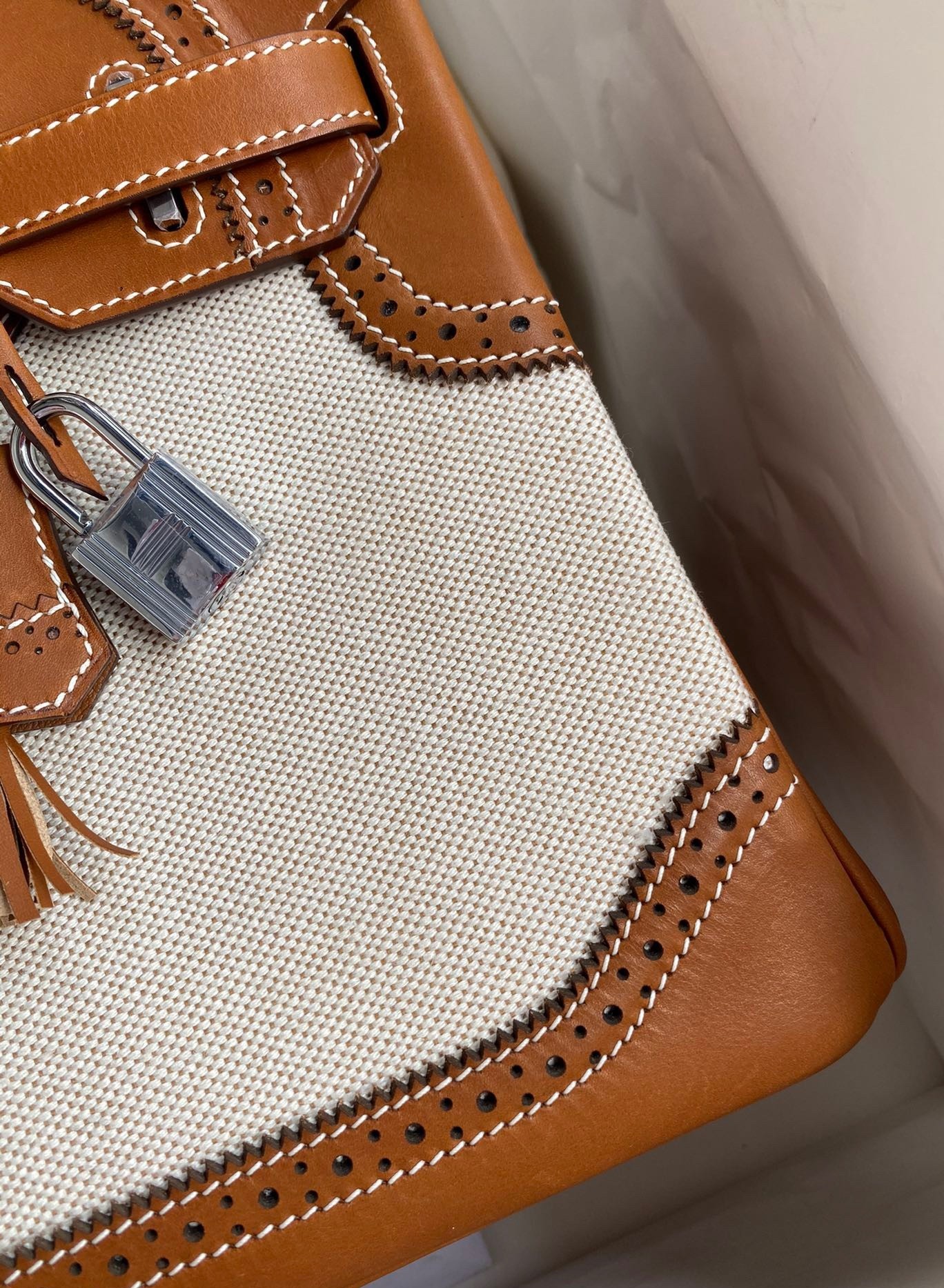 H**mes ghillies birkin 30cm limited-edition bag in toile & gold swift leather