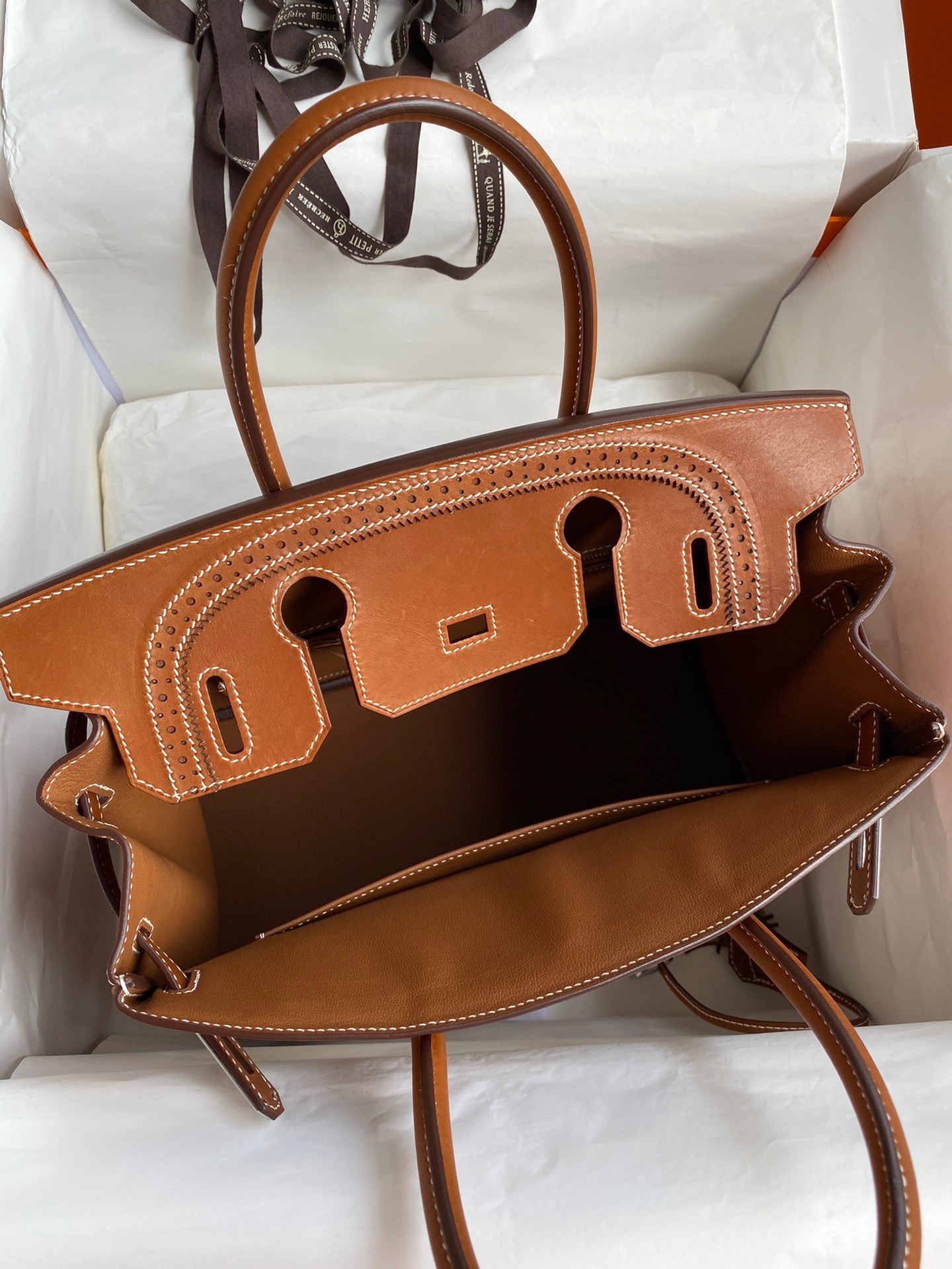 H**mes ghillies birkin 30cm limited-edition bag in toile & gold swift leather