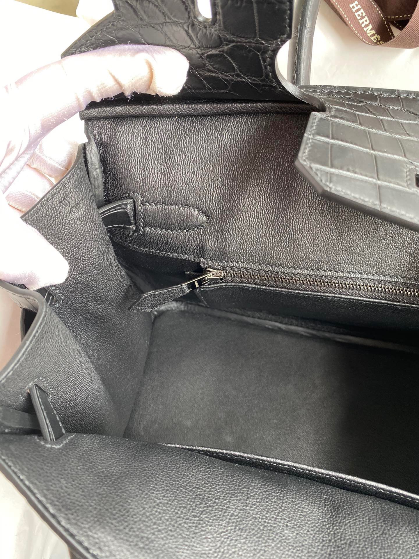 H**mes birkin 30 handmade bag in black crocodile niloticus matte skin