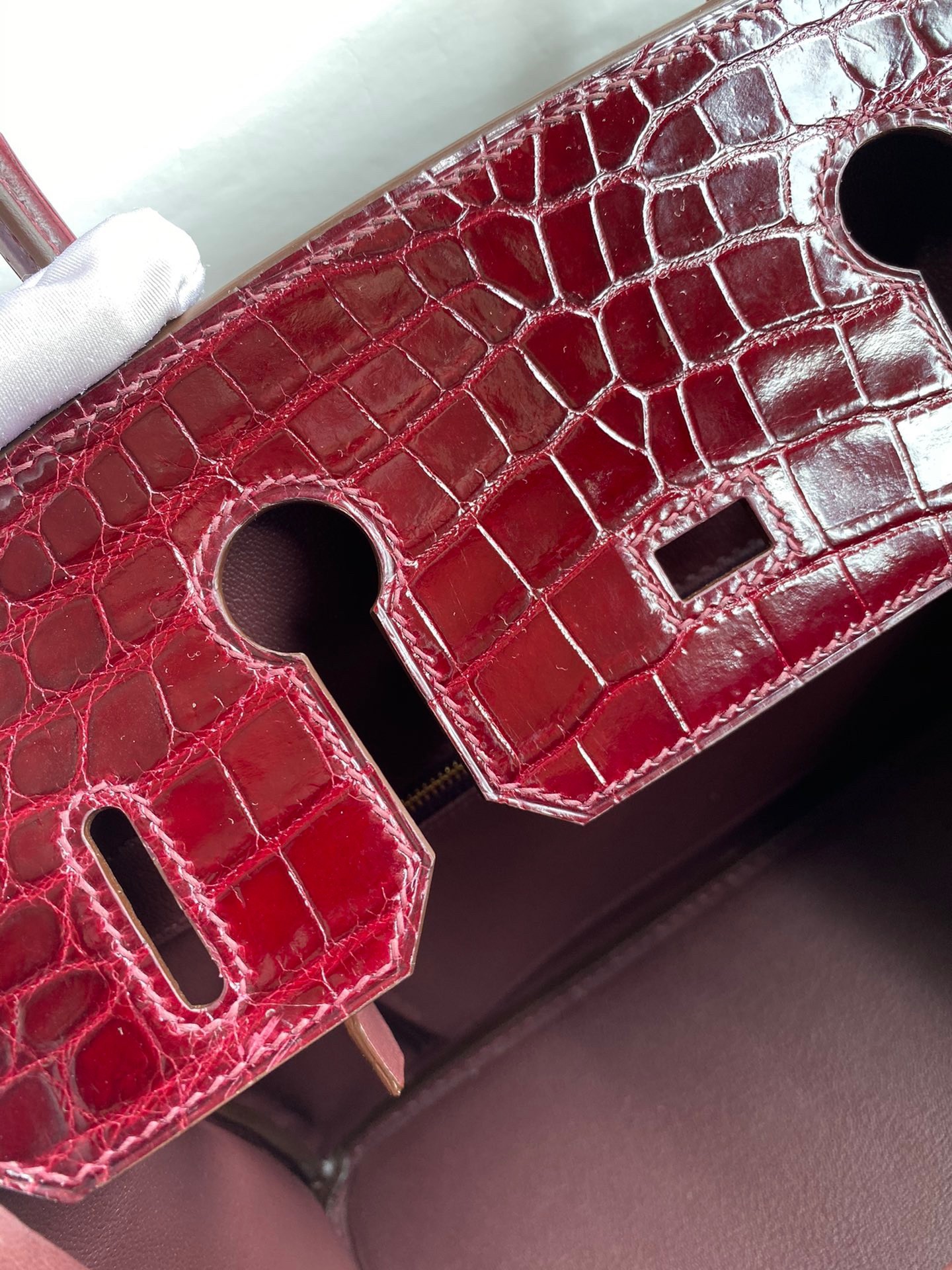 H**mes birkin 30 handmade bag in bordeaux crocodile niloticus shiny skin