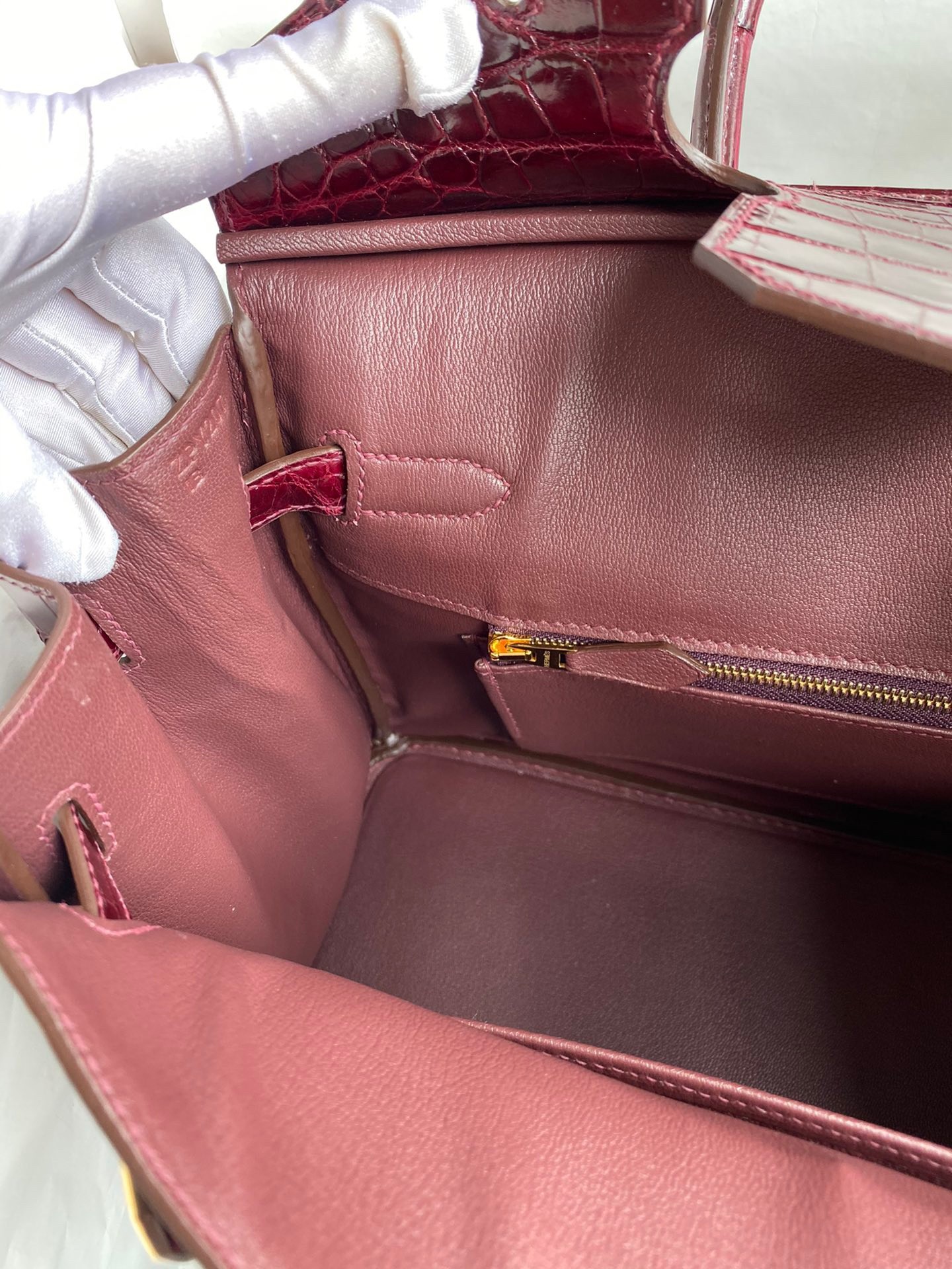 H**mes birkin 30 handmade bag in bordeaux crocodile niloticus shiny skin