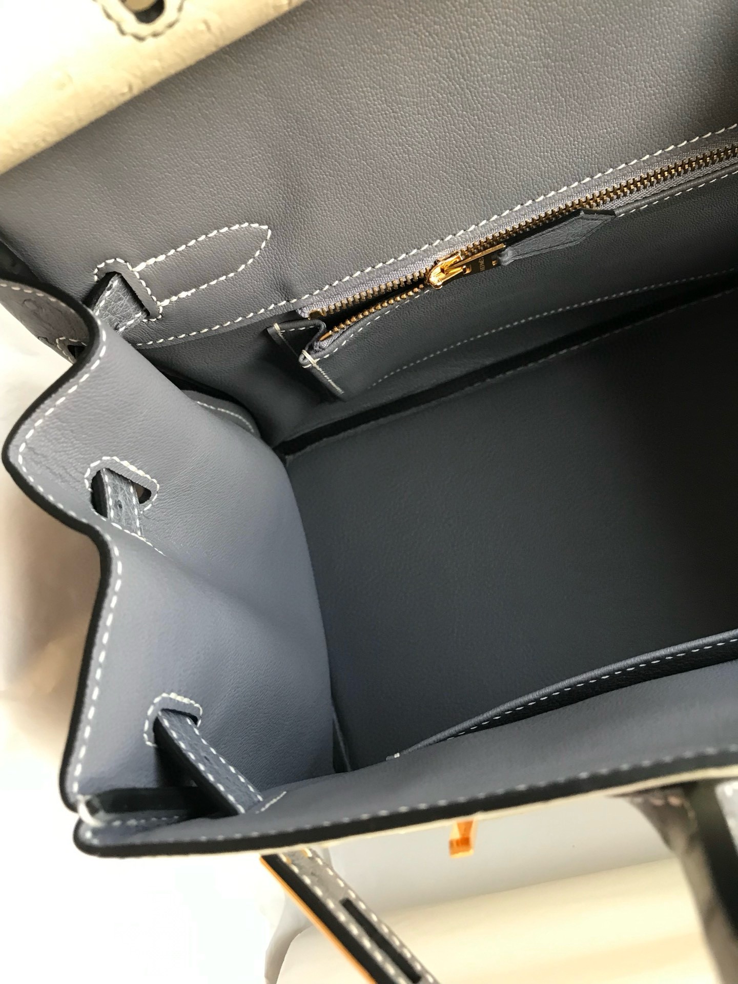 H**mes hss birkin 30 bicolor bag in beton and gris agate ostrich leather