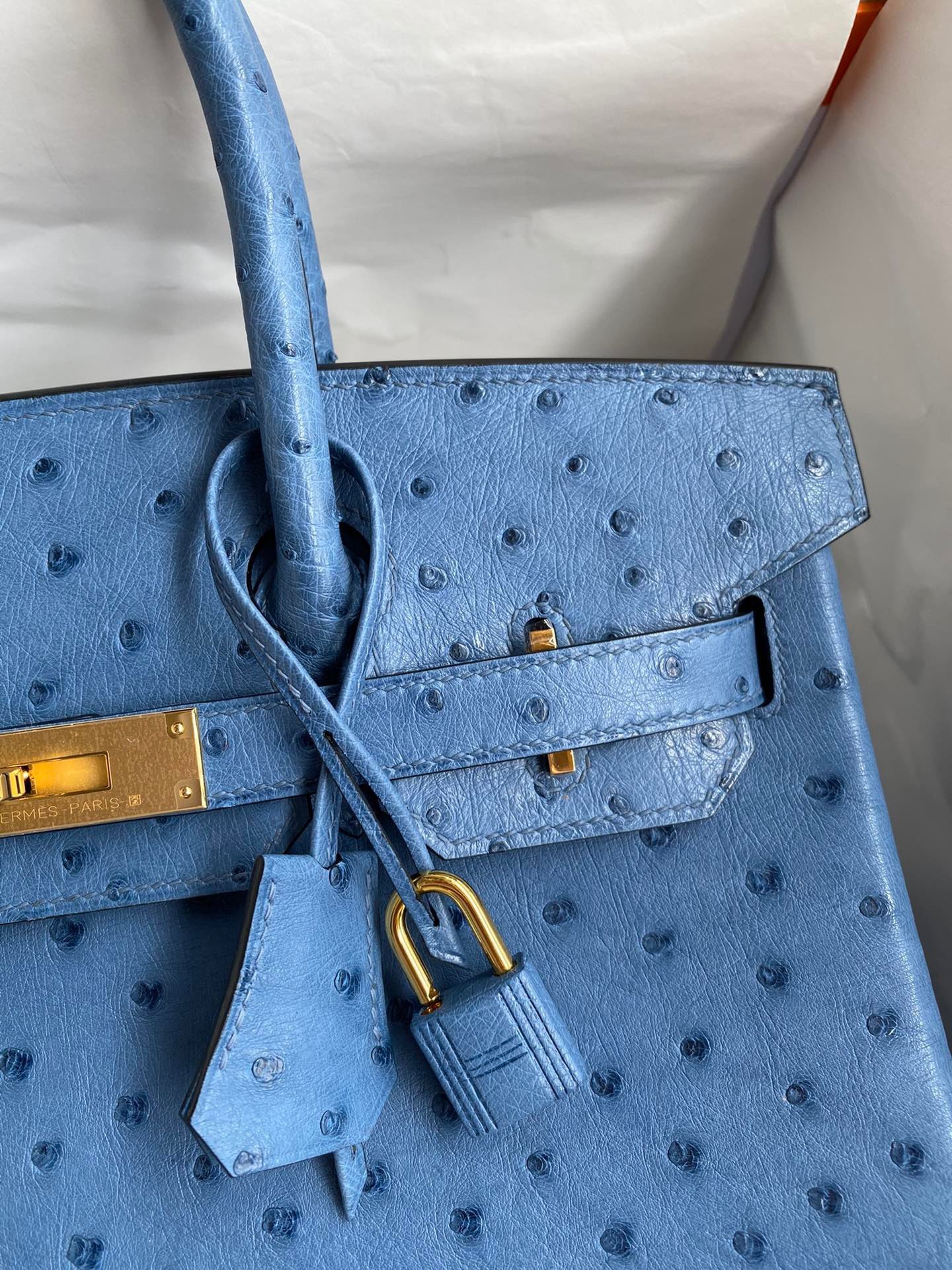 H**mes birkin 30 retourne handmade bag in mykonos ostrich leather