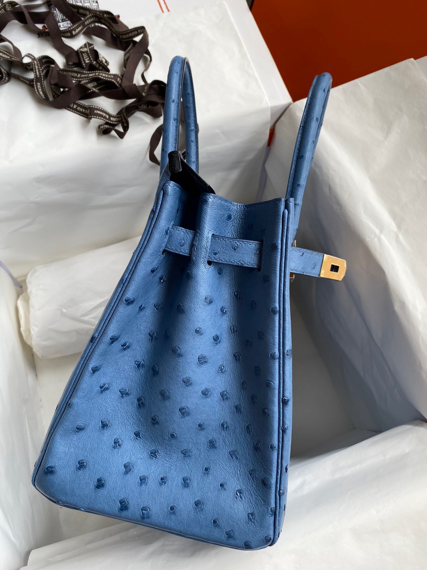 H**mes birkin 30 retourne handmade bag in mykonos ostrich leather