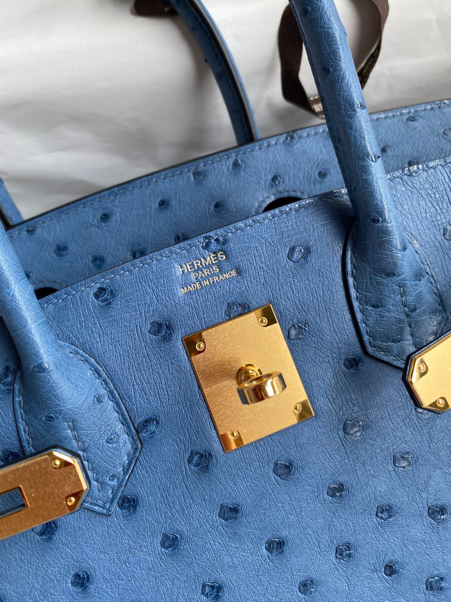 H**mes birkin 30 retourne handmade bag in mykonos ostrich leather