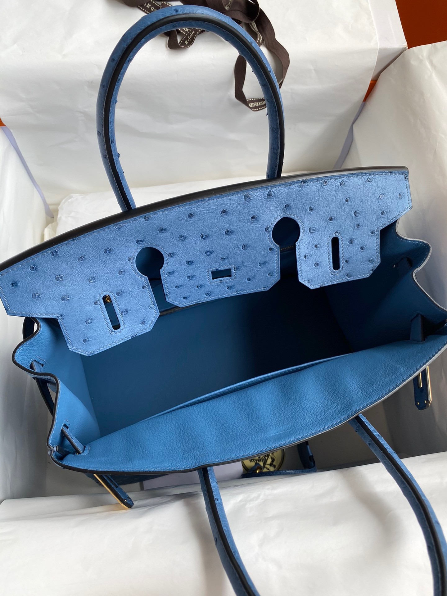 H**mes birkin 30 retourne handmade bag in mykonos ostrich leather