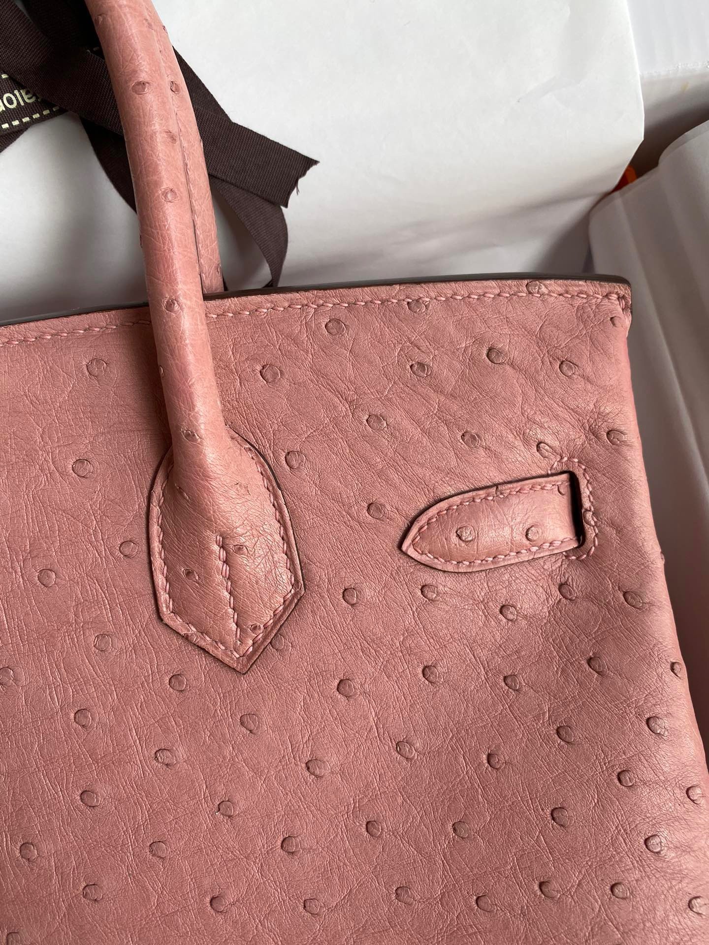 H**mes birkin 30 retourne handmade bag in terre cuite ostrich leather