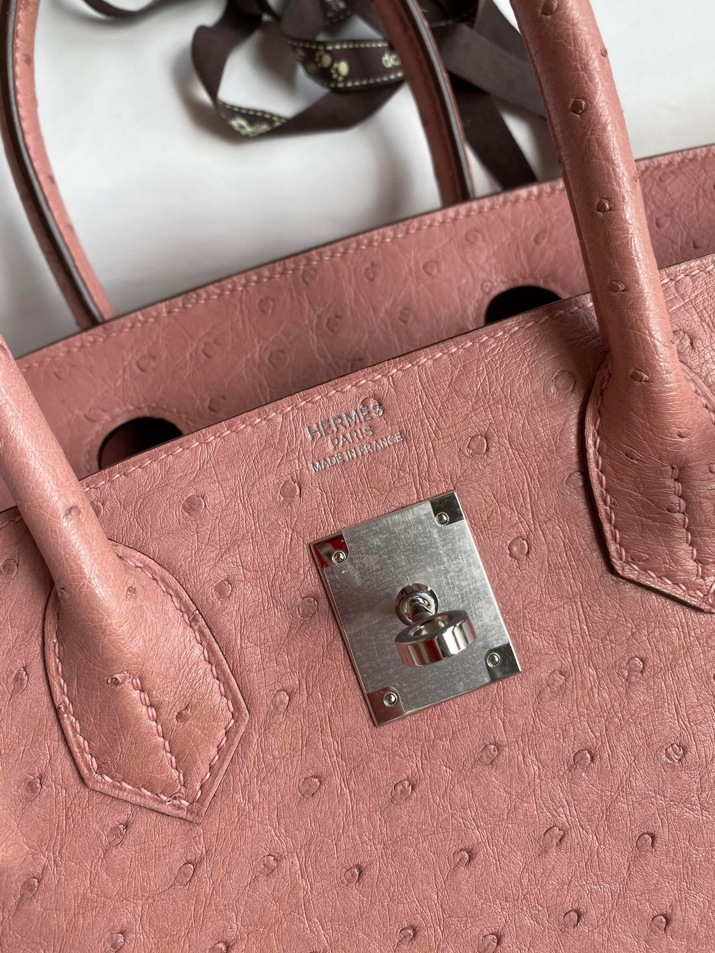 H**mes birkin 30 retourne handmade bag in terre cuite ostrich leather