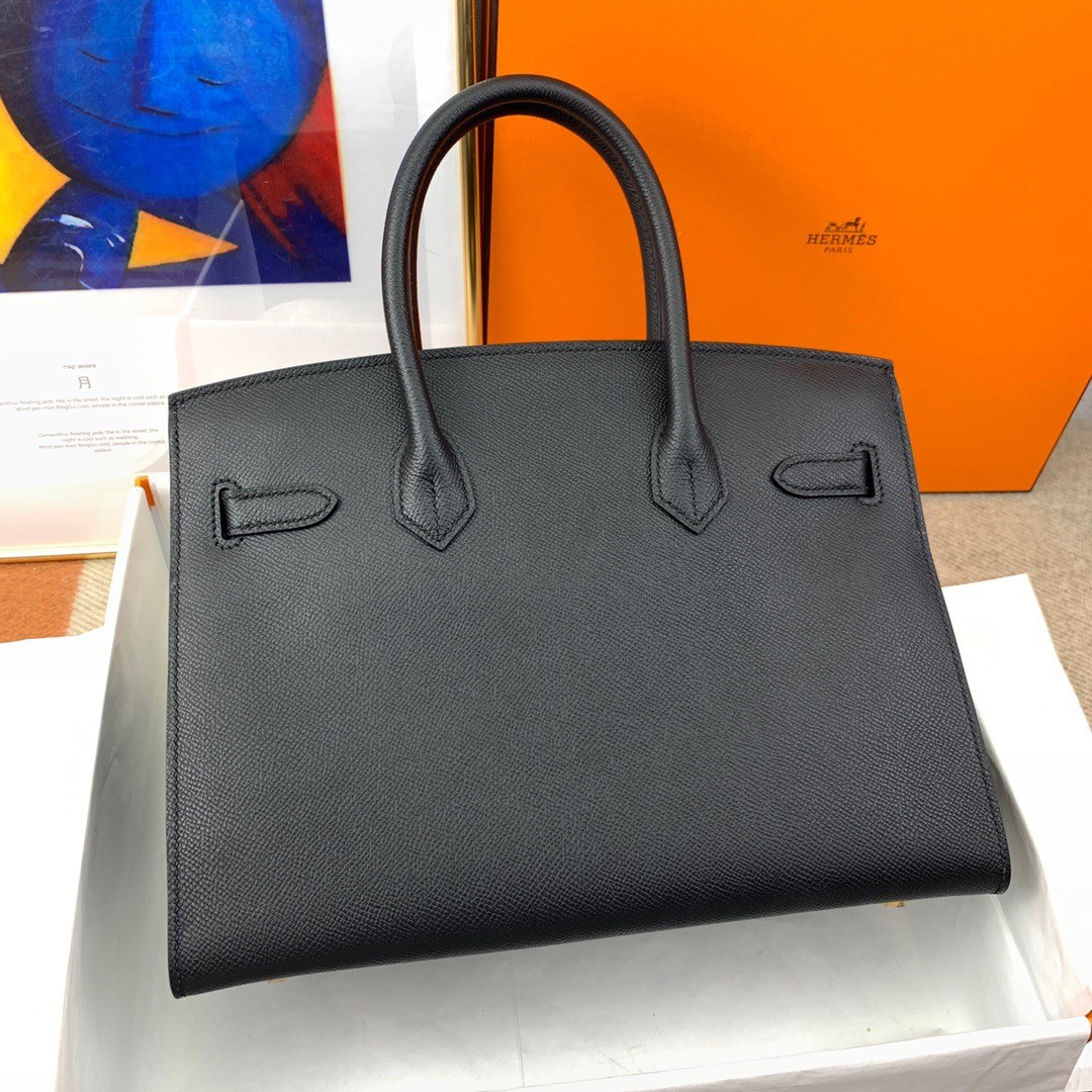 H**mes birkin 30 sellier handmade bag in black epsom calfskin