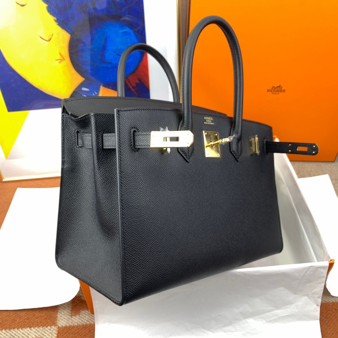 H**mes birkin 30 sellier handmade bag in black epsom calfskin