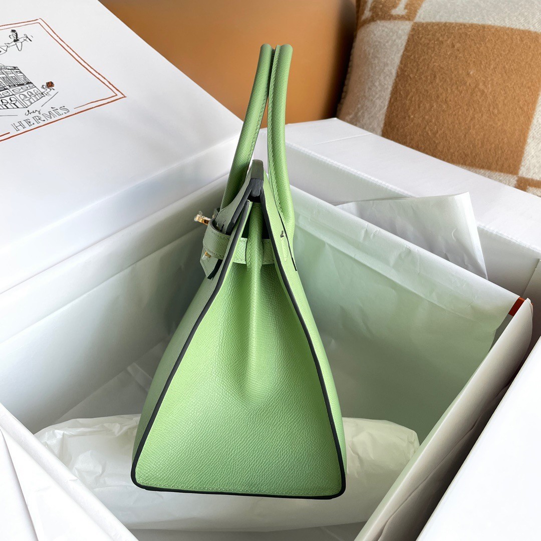 H**mes birkin 30 sellier handmade bag in vert criquet epsom calfskin