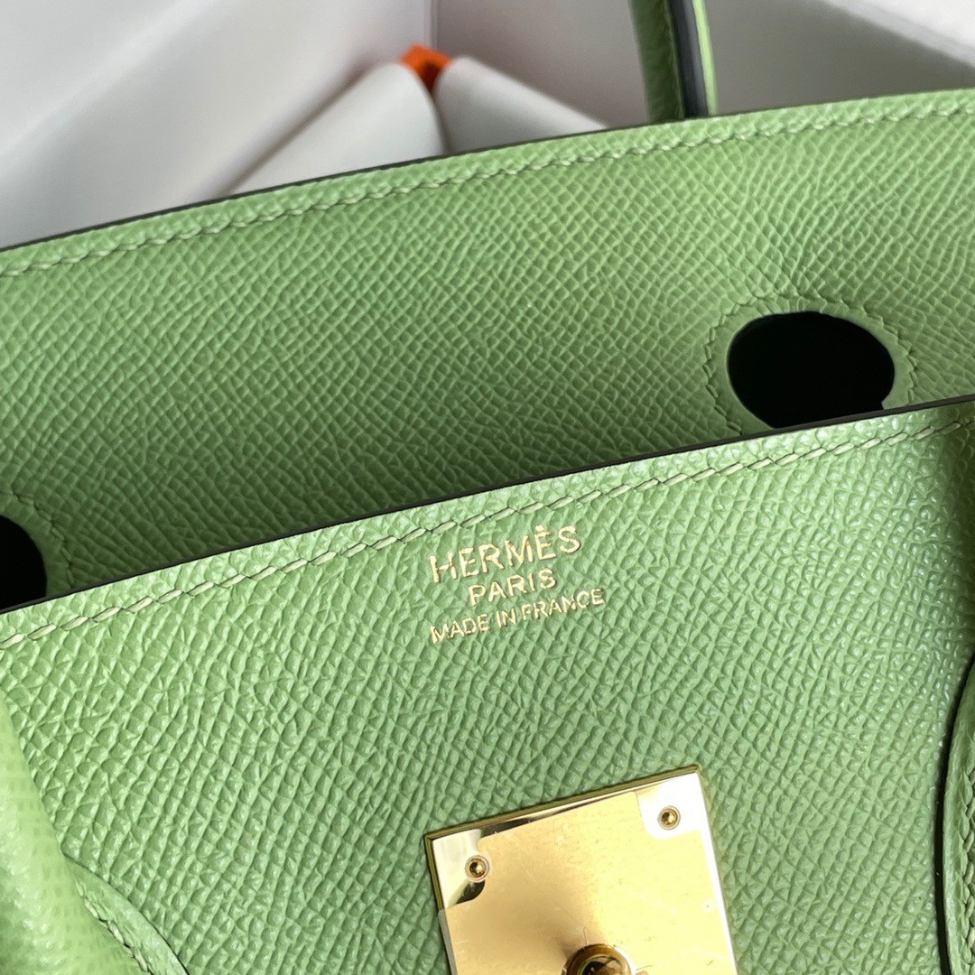 H**mes birkin 30 sellier handmade bag in vert criquet epsom calfskin