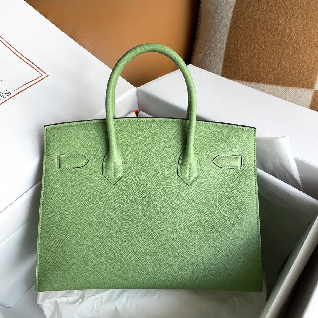 H**mes birkin 30 sellier handmade bag in vert criquet epsom calfskin