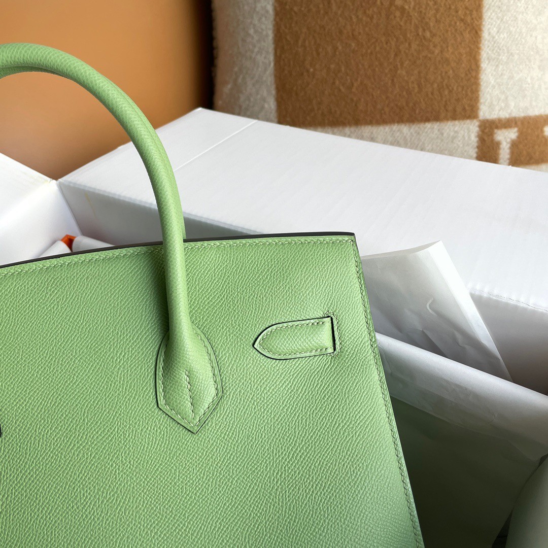 H**mes birkin 30 sellier handmade bag in vert criquet epsom calfskin
