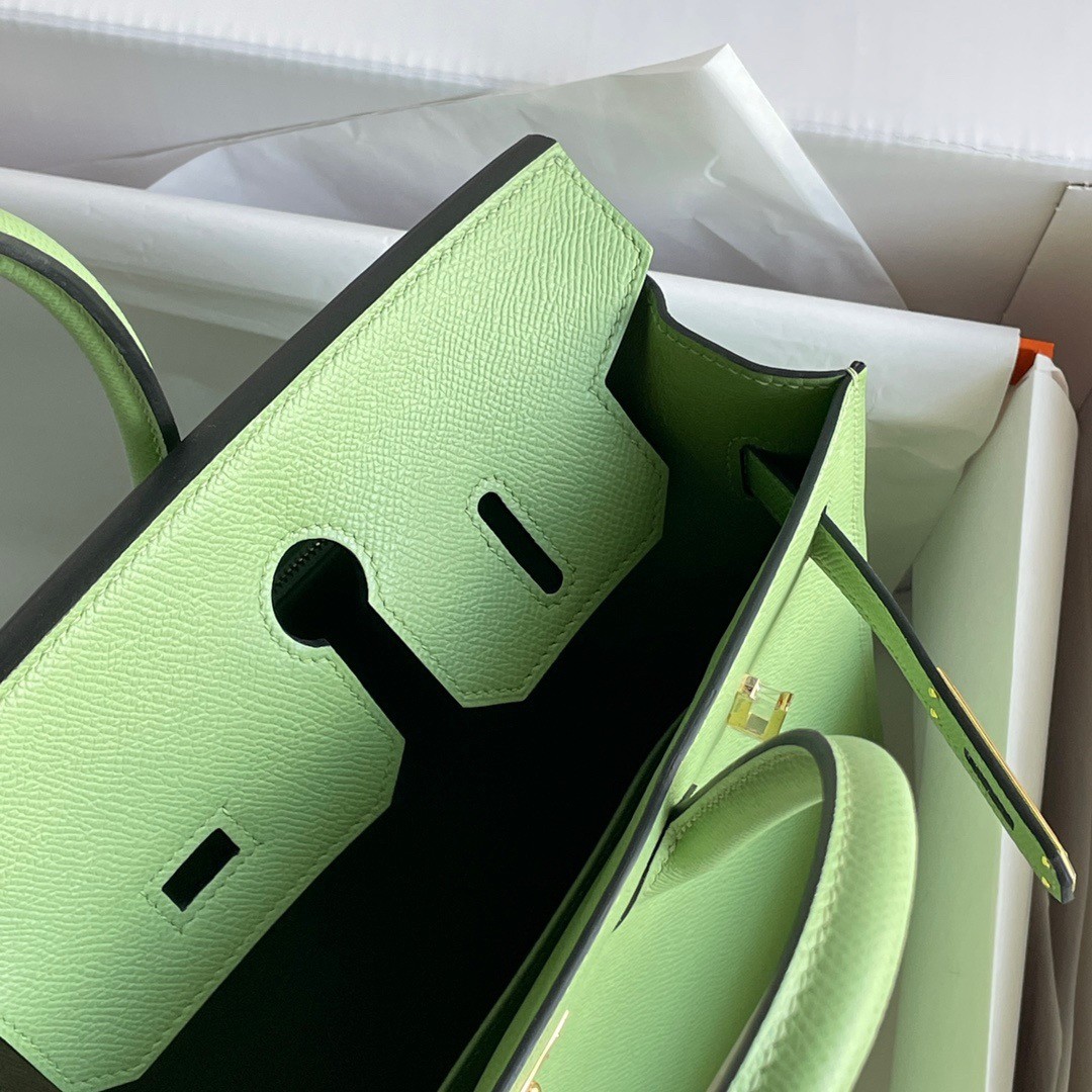 H**mes birkin 30 sellier handmade bag in vert criquet epsom calfskin